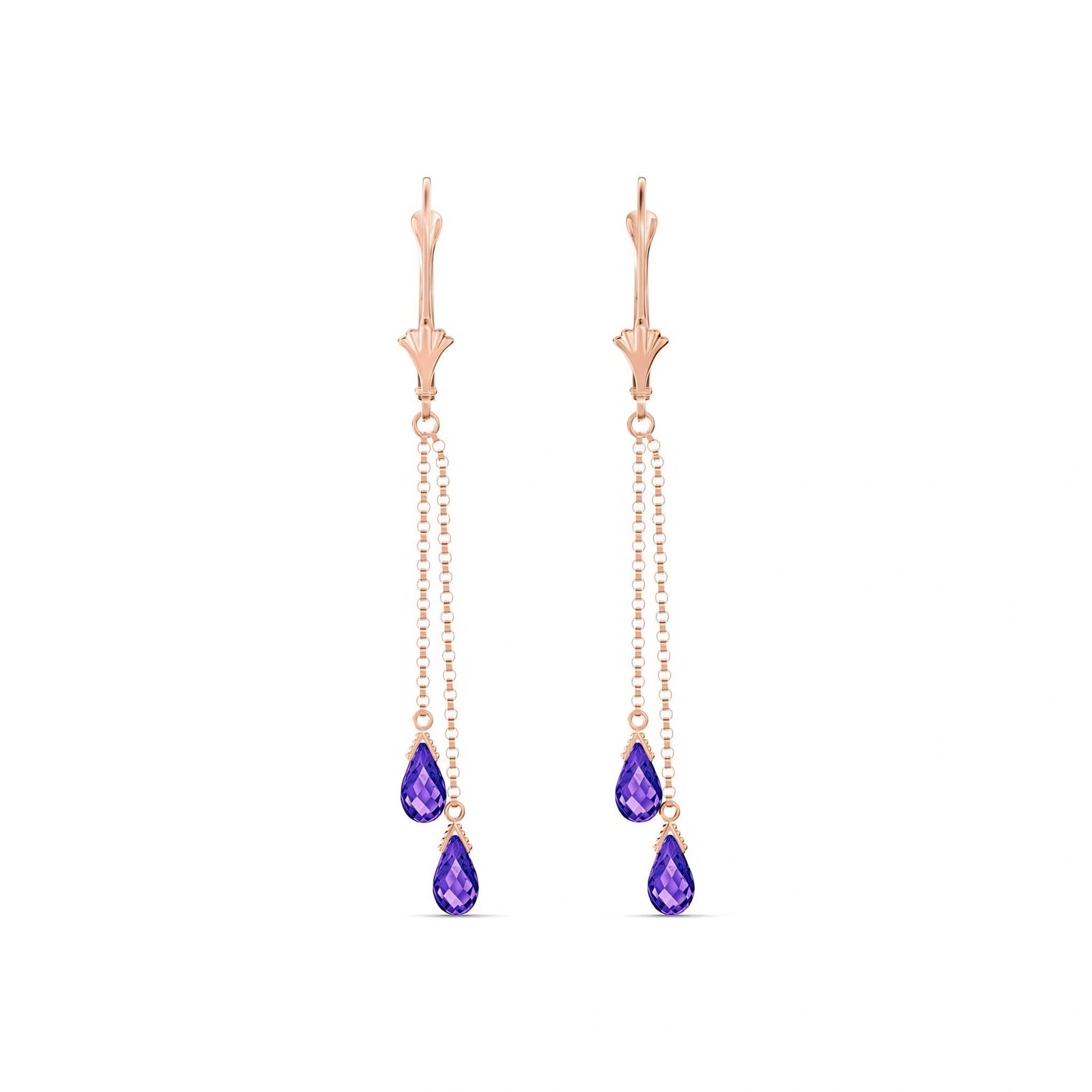 Rose Gold Earrings Amethyst 10K — Giuditta