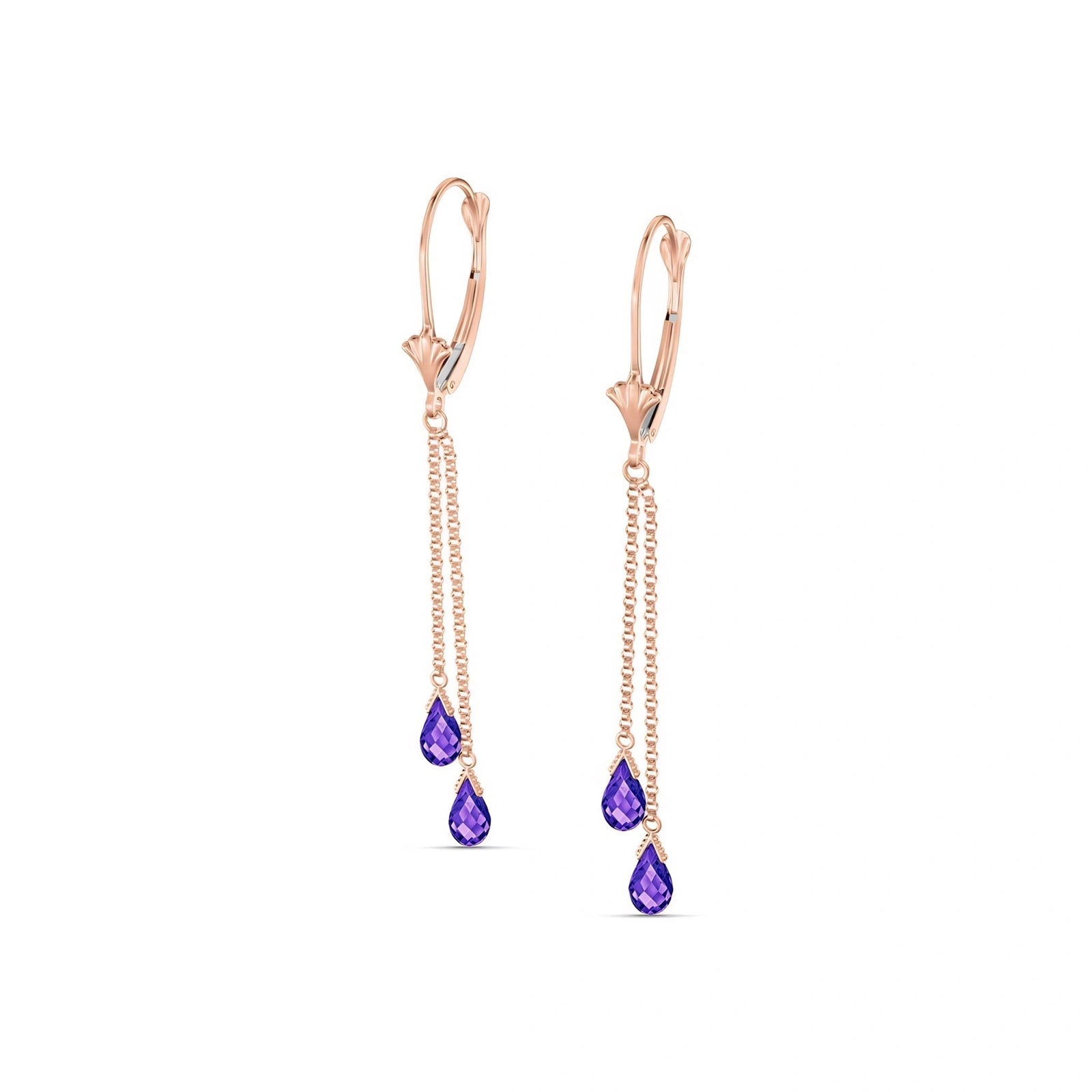 Rose Gold Earrings Amethyst 10K — Giuditta