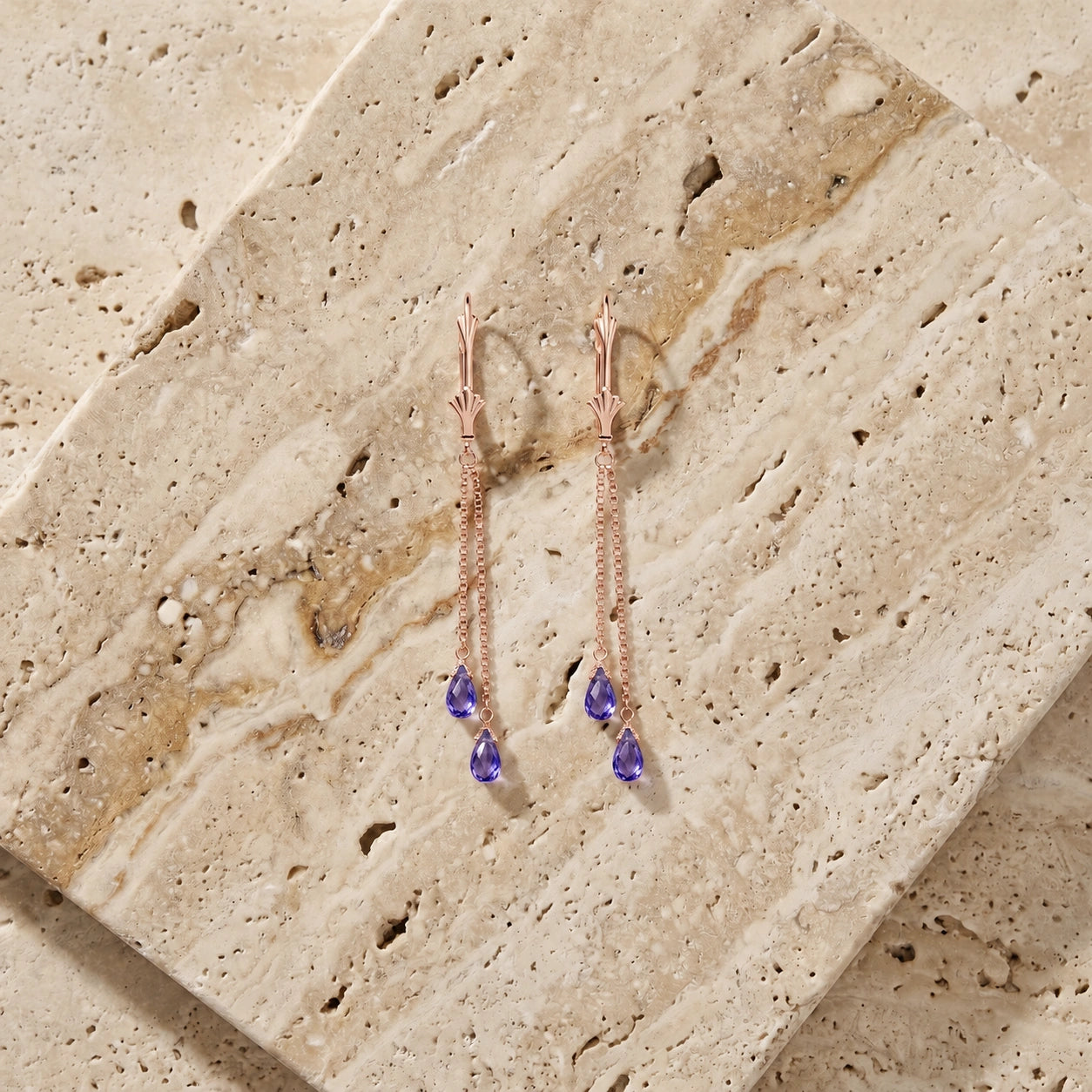 Rose Gold Earrings Amethyst 10K — Giuditta