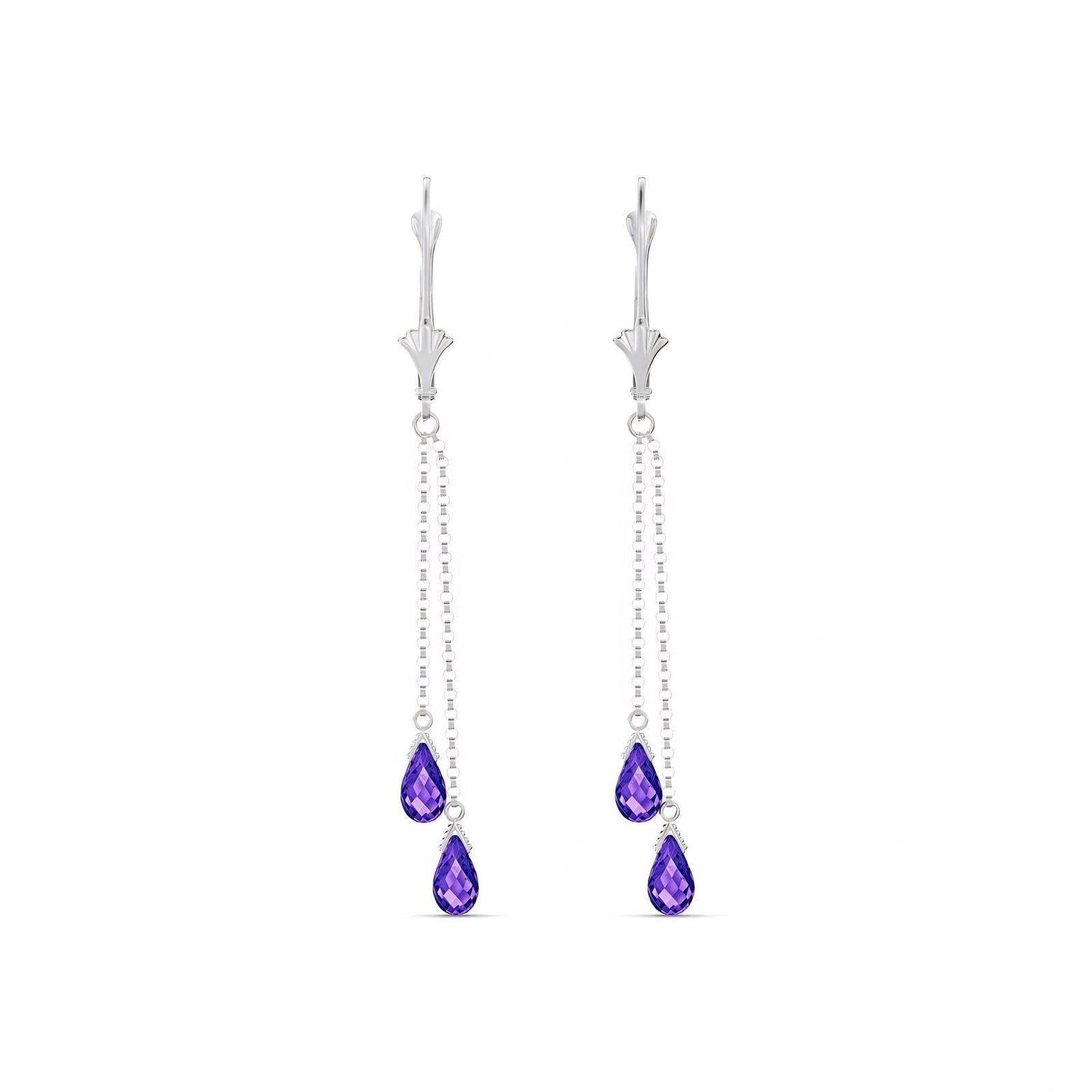 White Gold Earrings Amethyst 10K — Giuditta