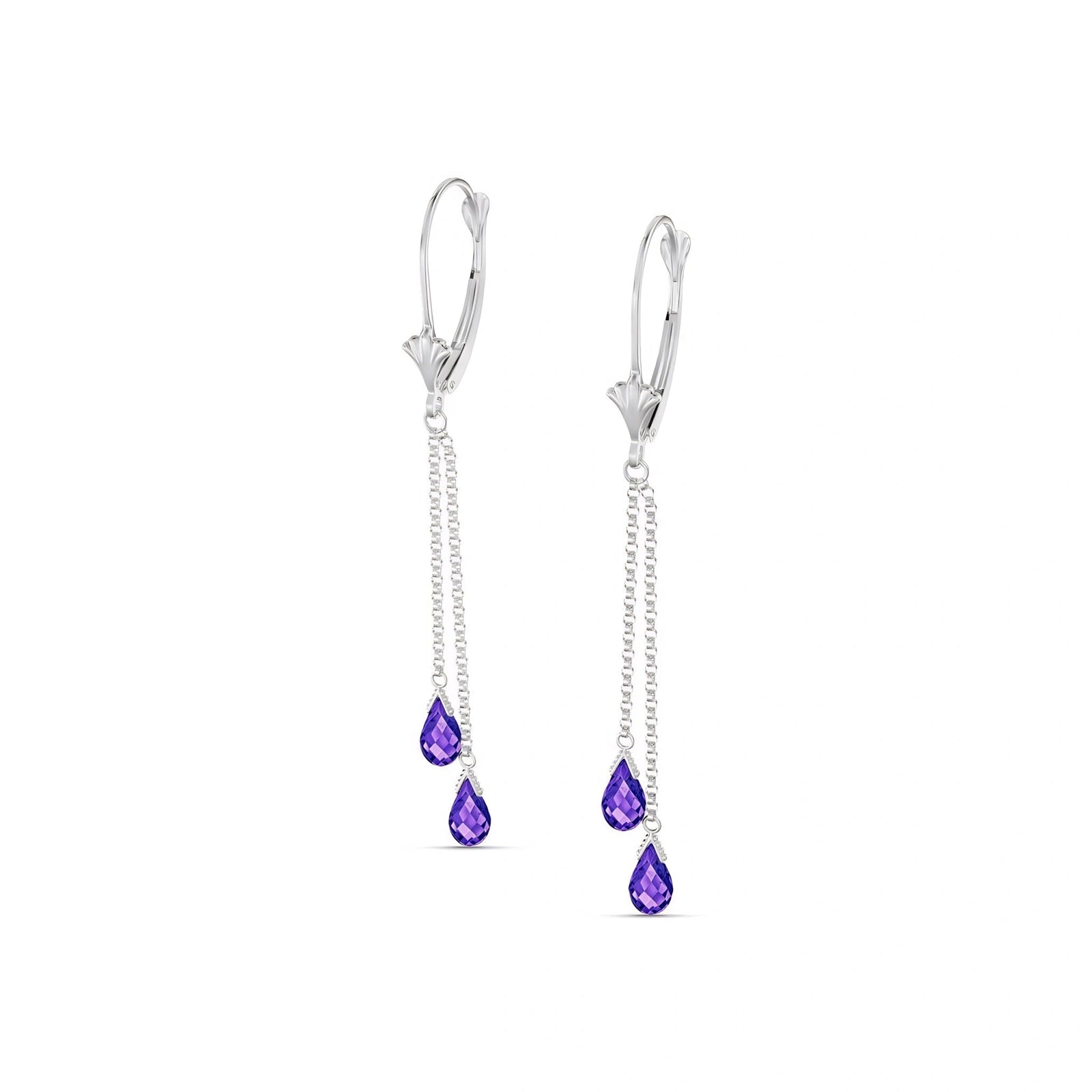 White Gold Earrings Amethyst 10K — Giuditta