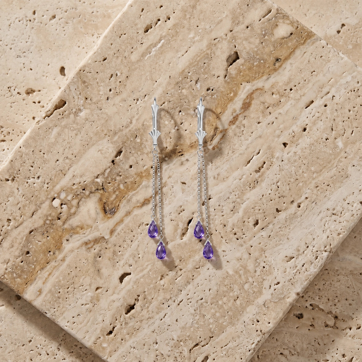 White Gold Earrings Amethyst 10K — Giuditta