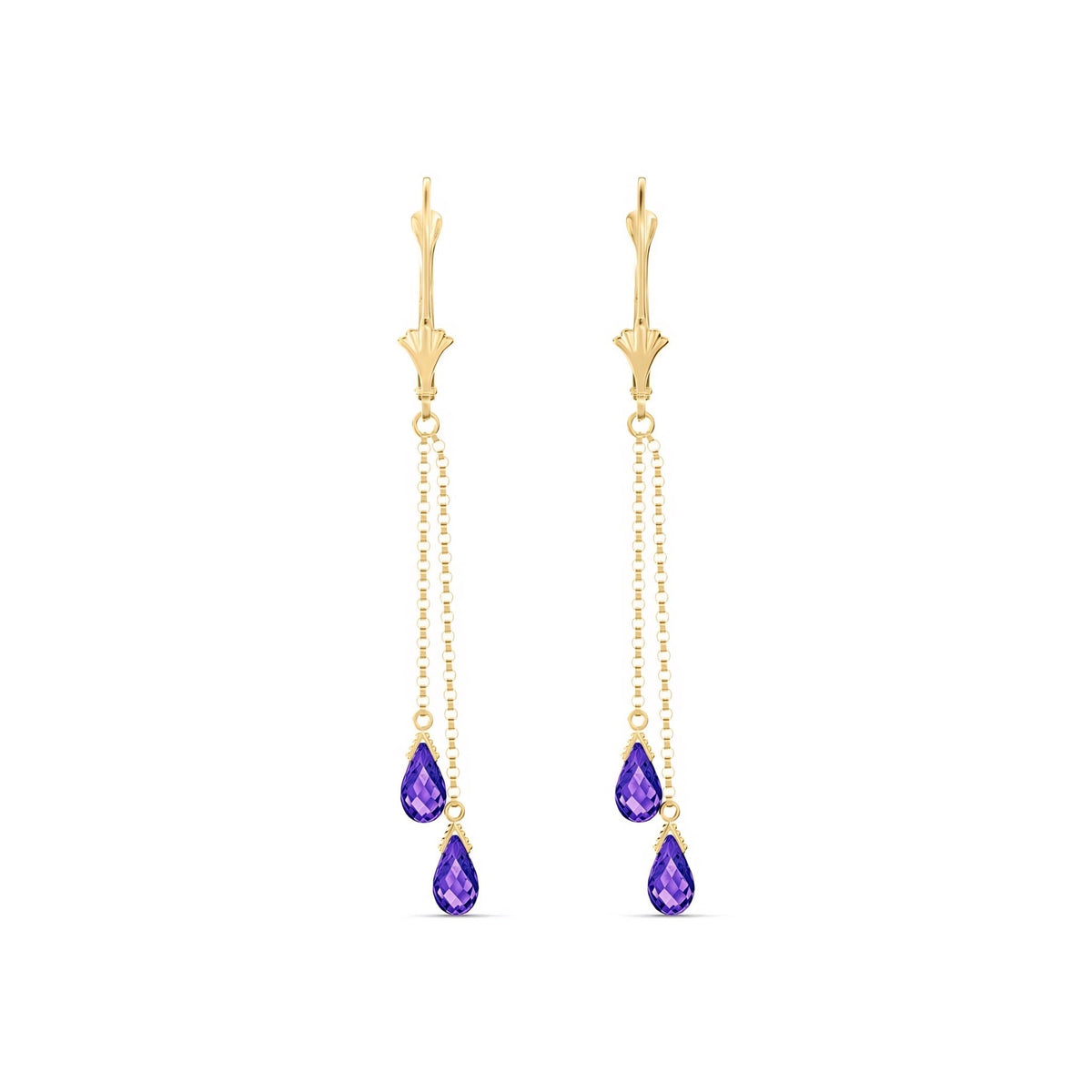 Yellow Gold Earrings Amethyst 10K — Giuditta