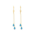 Yellow Gold Earrings Blue Topaz 10K — Giuditta