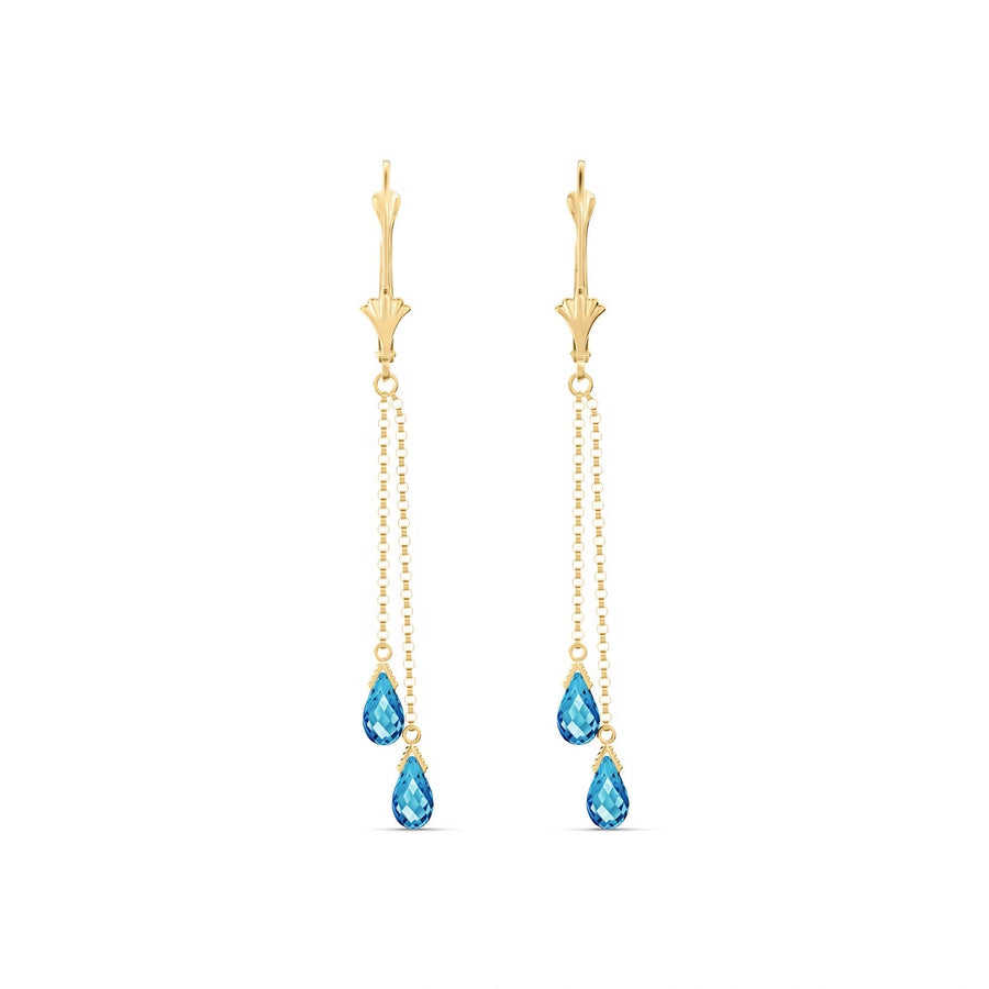 Yellow Gold Earrings Blue Topaz 10K — Giuditta
