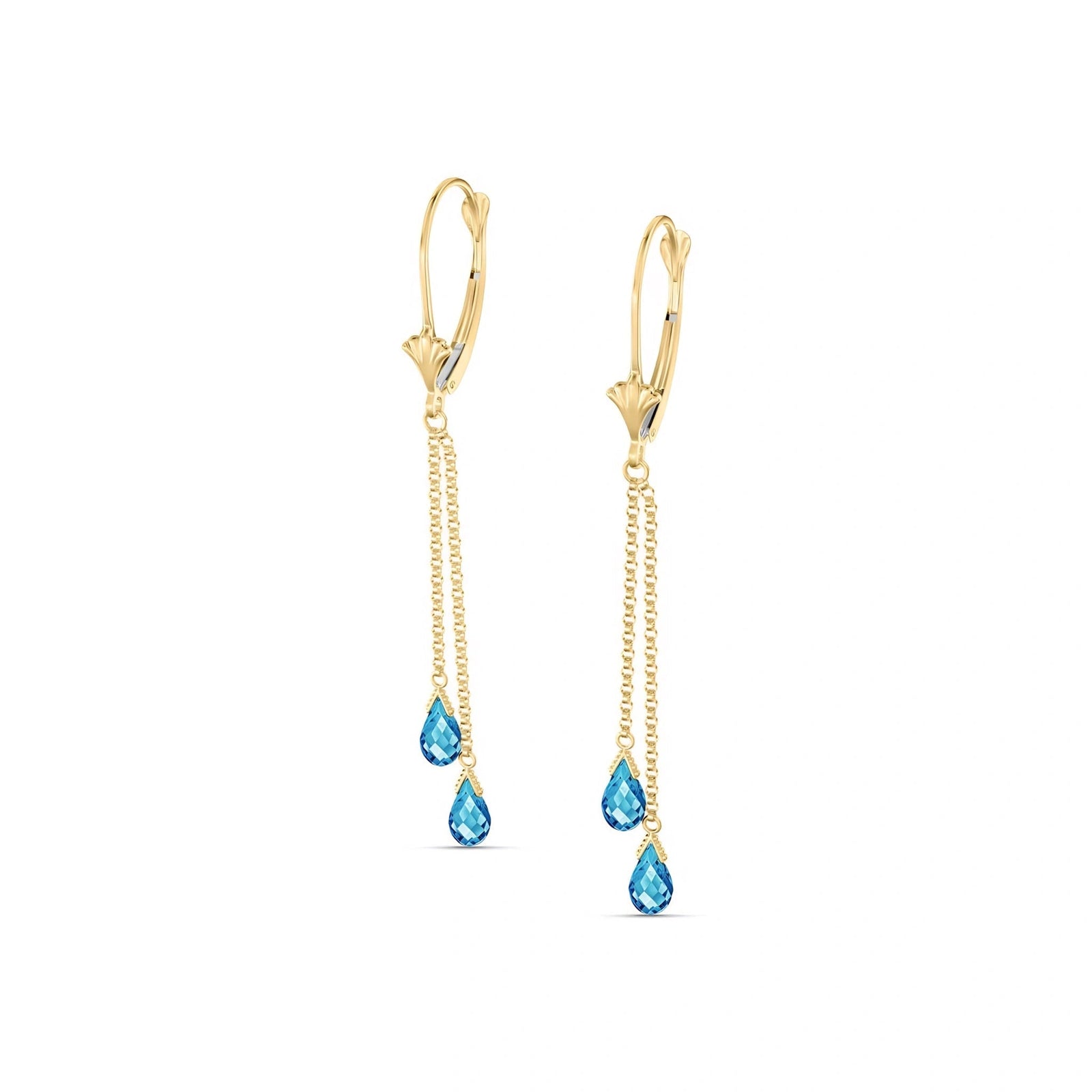 Yellow Gold Earrings Blue Topaz 10K — Giuditta