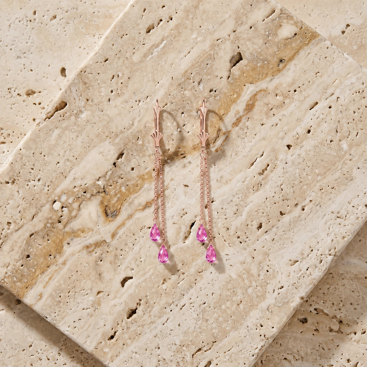 Rose Gold Earrings Pink Topaz 10K — Giuditta