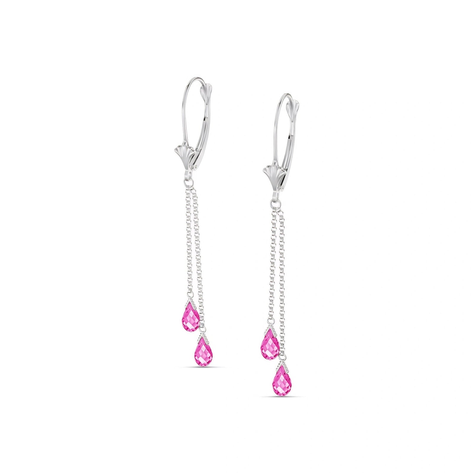 White Gold Earrings Pink Topaz 10K — Giuditta