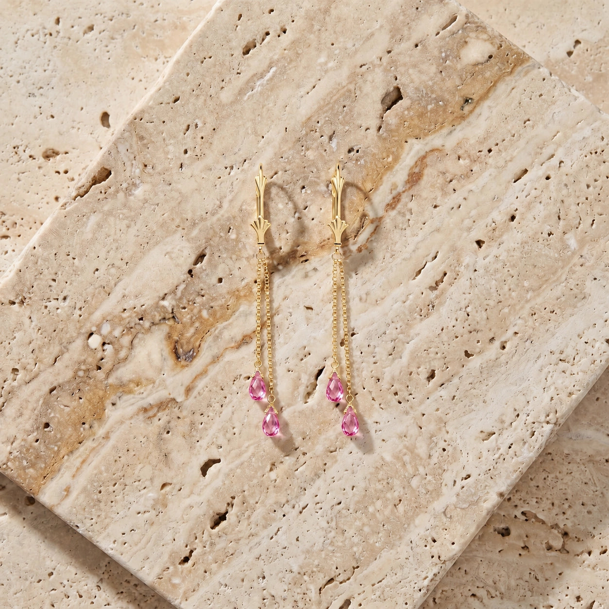 Yellow Gold Earrings Pink Topaz 10K — Giuditta