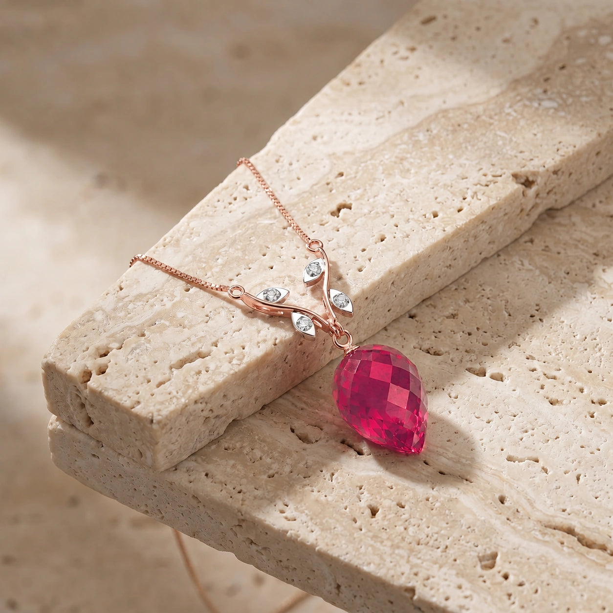 Rose Gold Pendant Necklace Ruby 10K — Crescenza