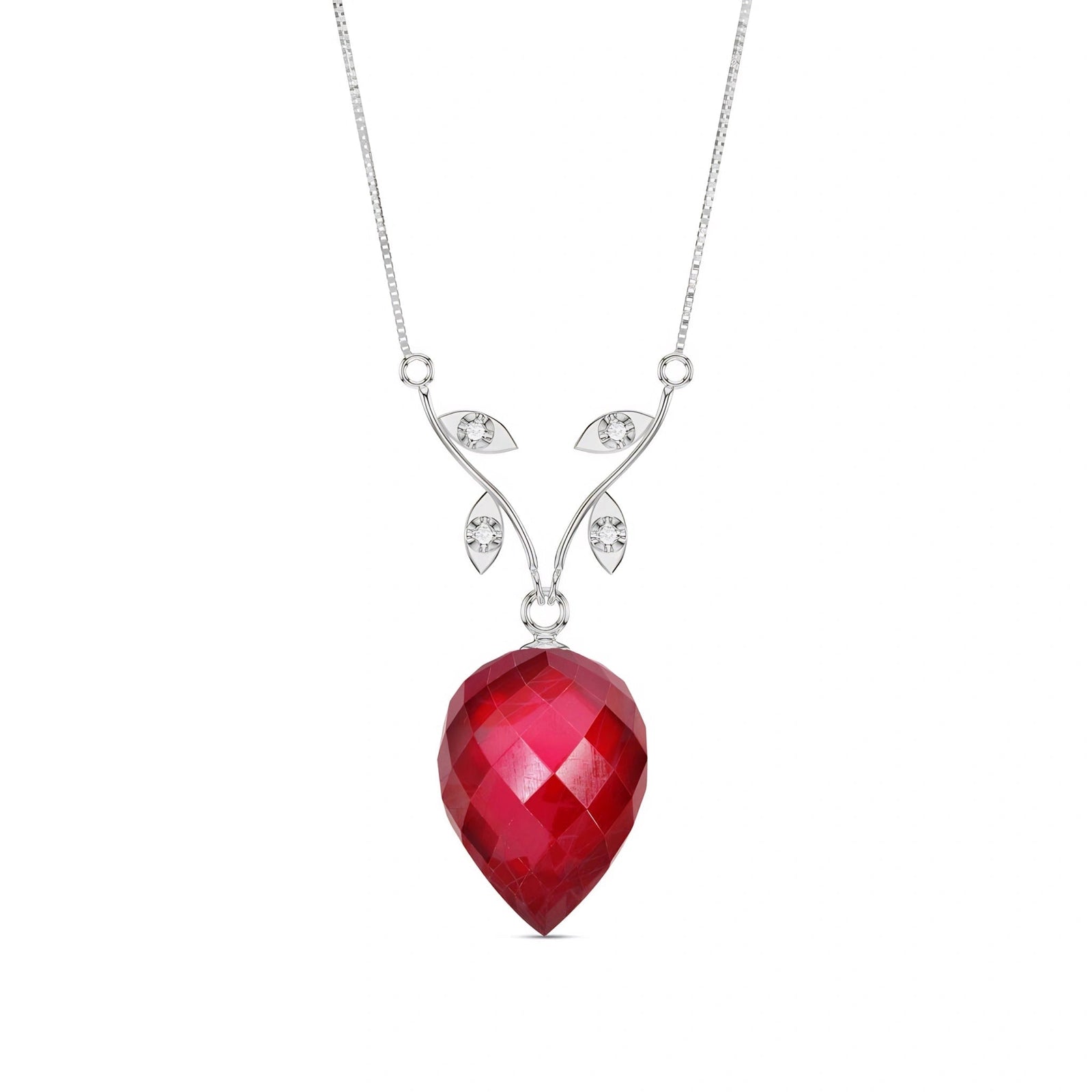 White Gold Pendant Necklace Ruby 10K — Crescenza