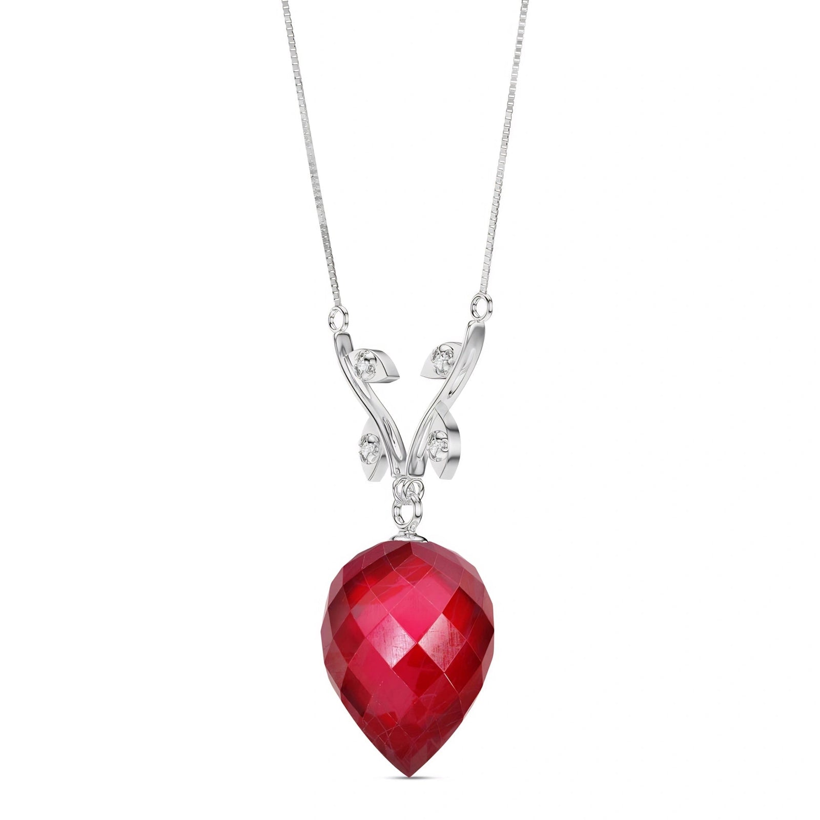 White Gold Pendant Necklace Ruby 10K — Crescenza