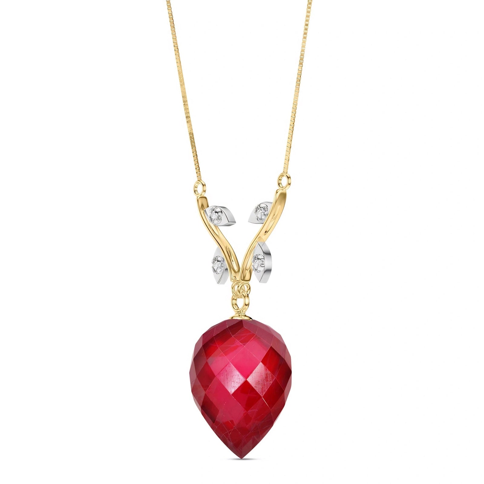 Yellow Gold Pendant Necklace Ruby 10K — Crescenza