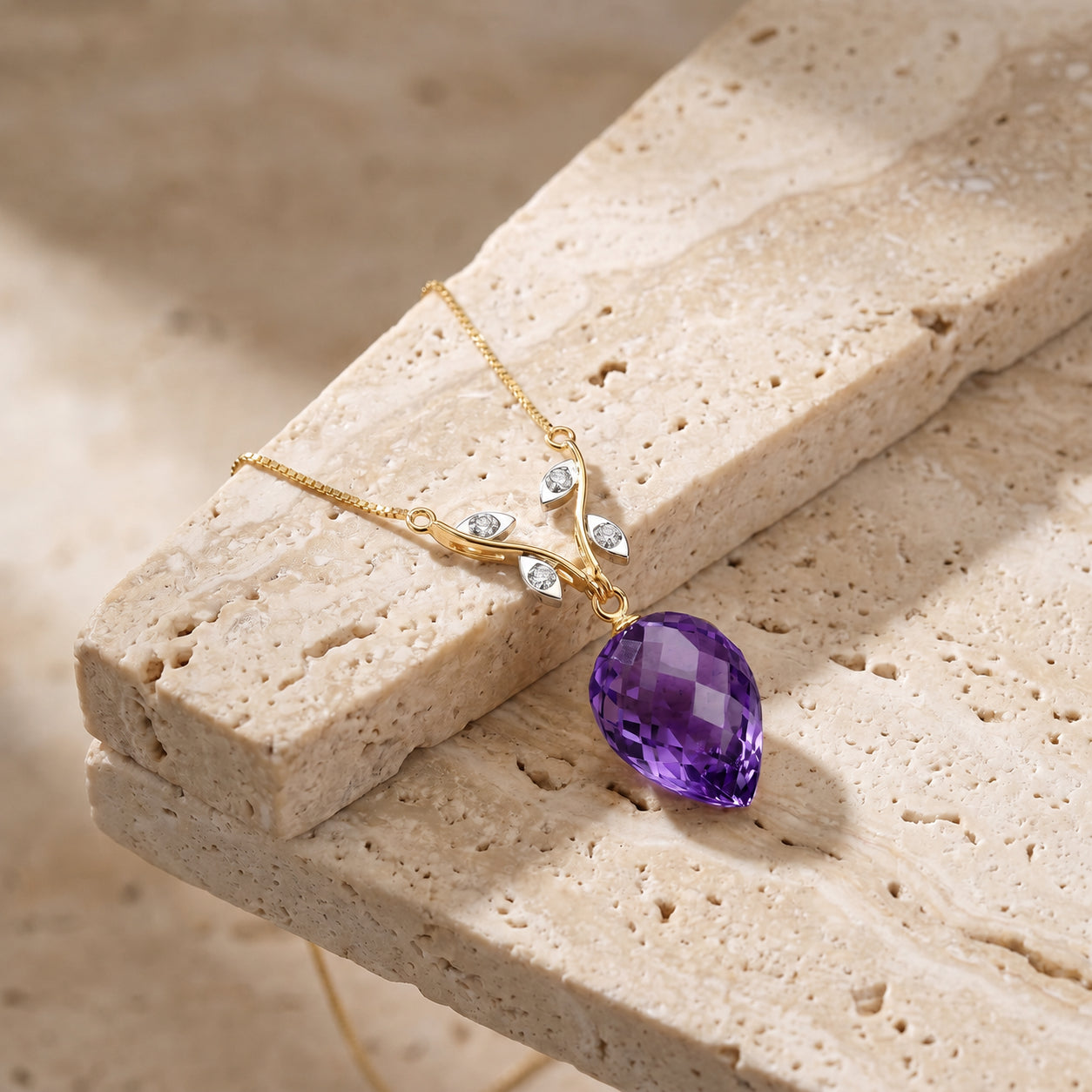 Yellow Gold Pendant Necklace Ruby 10K — Crescenza
