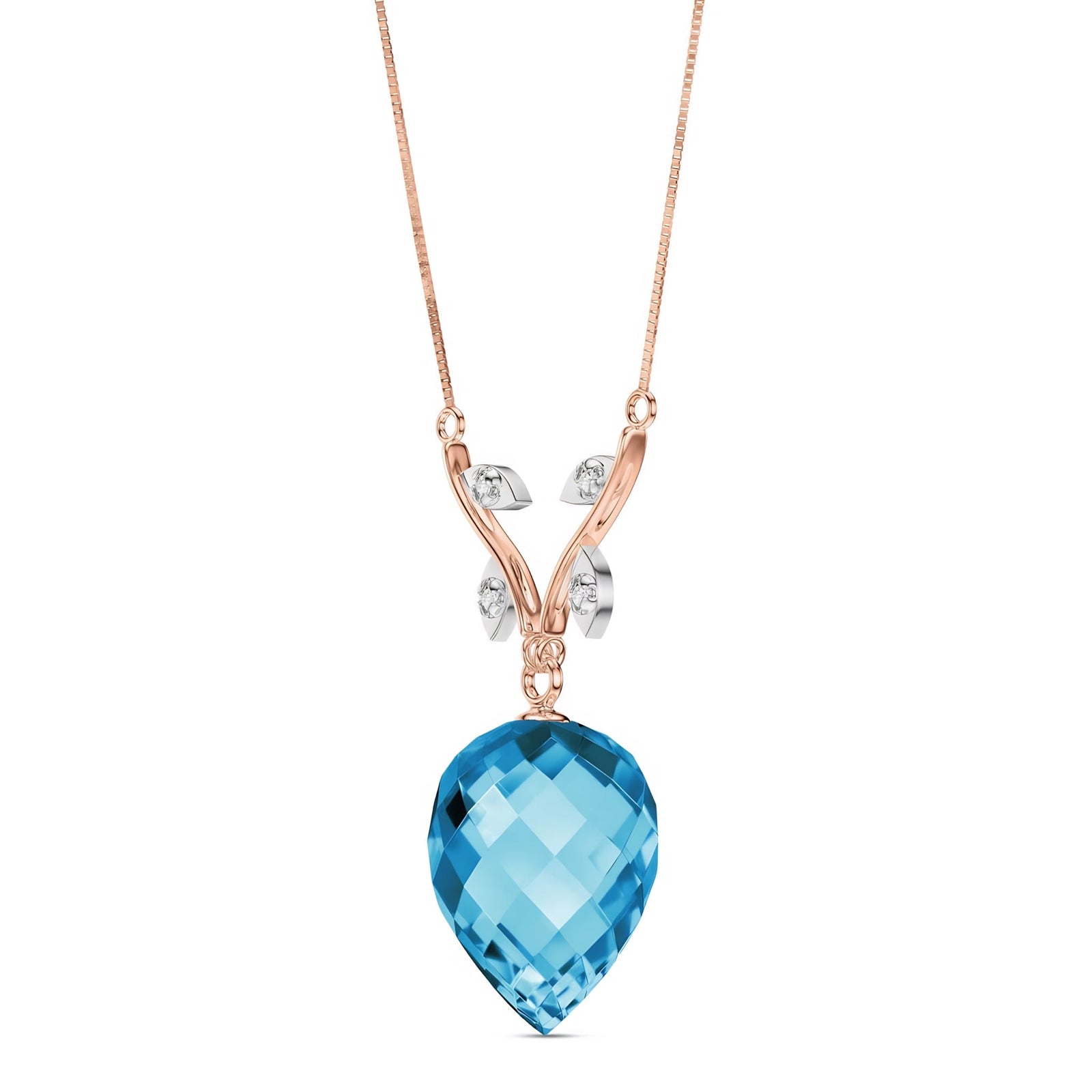 Rose Gold Pendant Necklace Sapphire 10K — Crescenza
