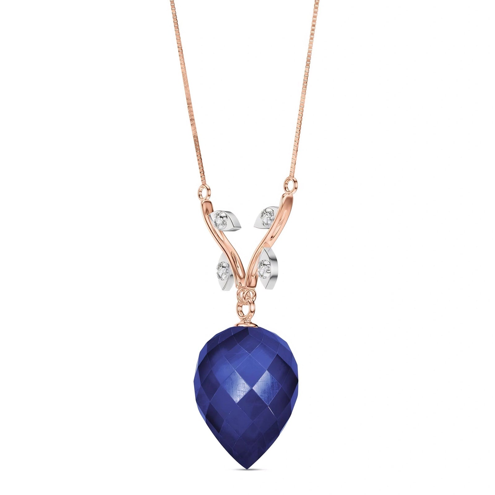 Rose Gold Pendant Necklace Sapphire 10K — Crescenza
