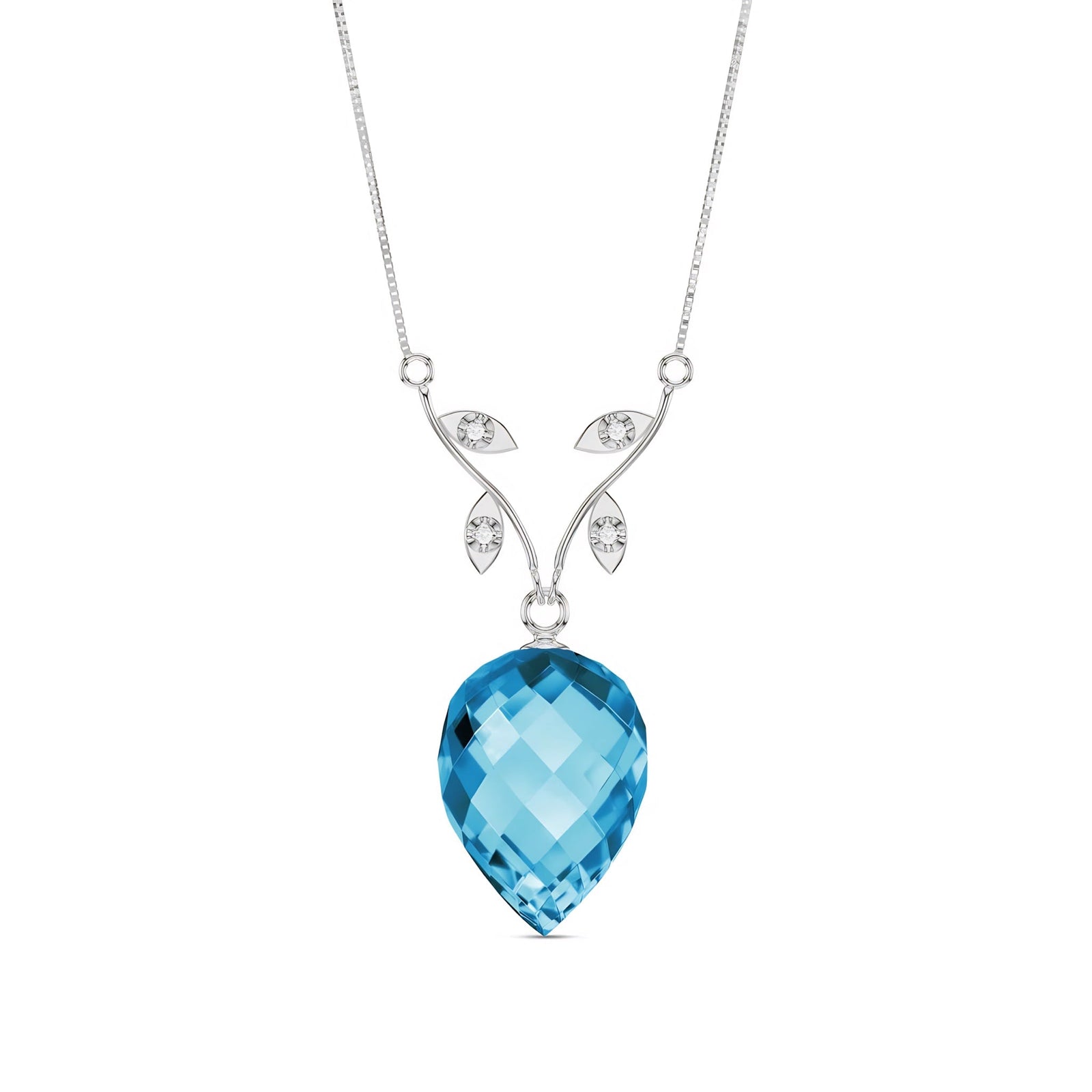 White Gold Pendant Necklace Sapphire 10K — Crescenza