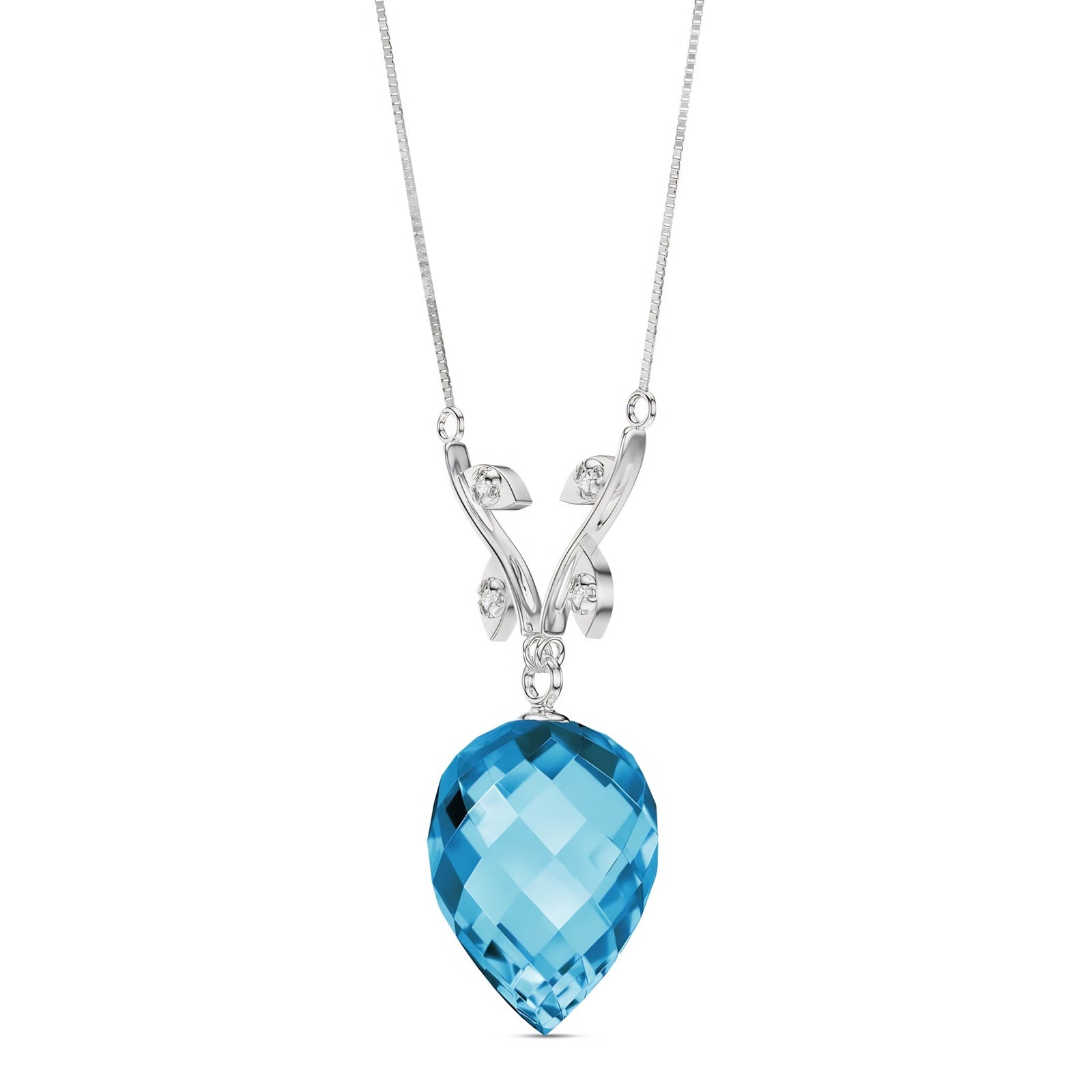White Gold Pendant Necklace Sapphire 10K — Crescenza