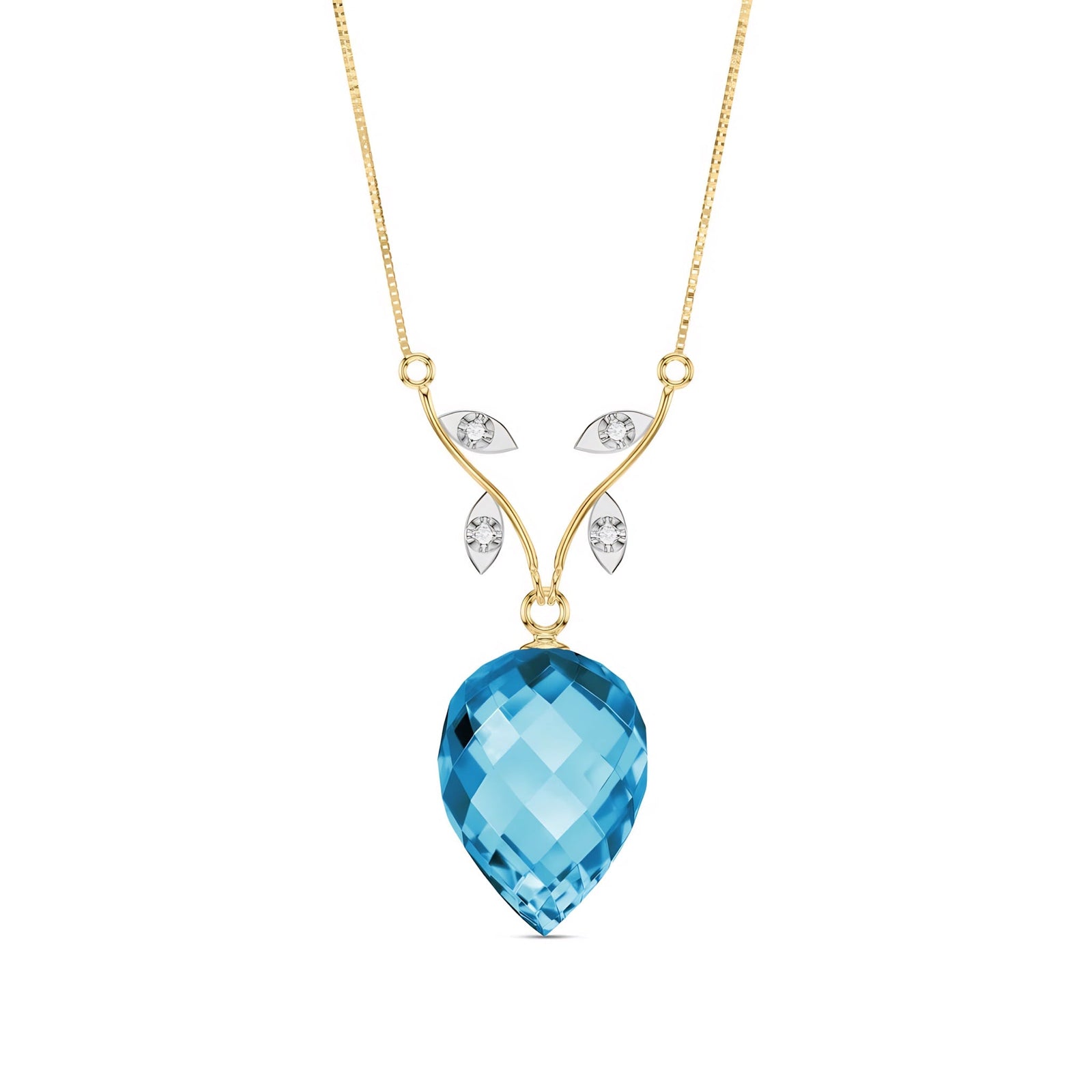 Yellow Gold Pendant Necklace Sapphire 10K — Crescenza