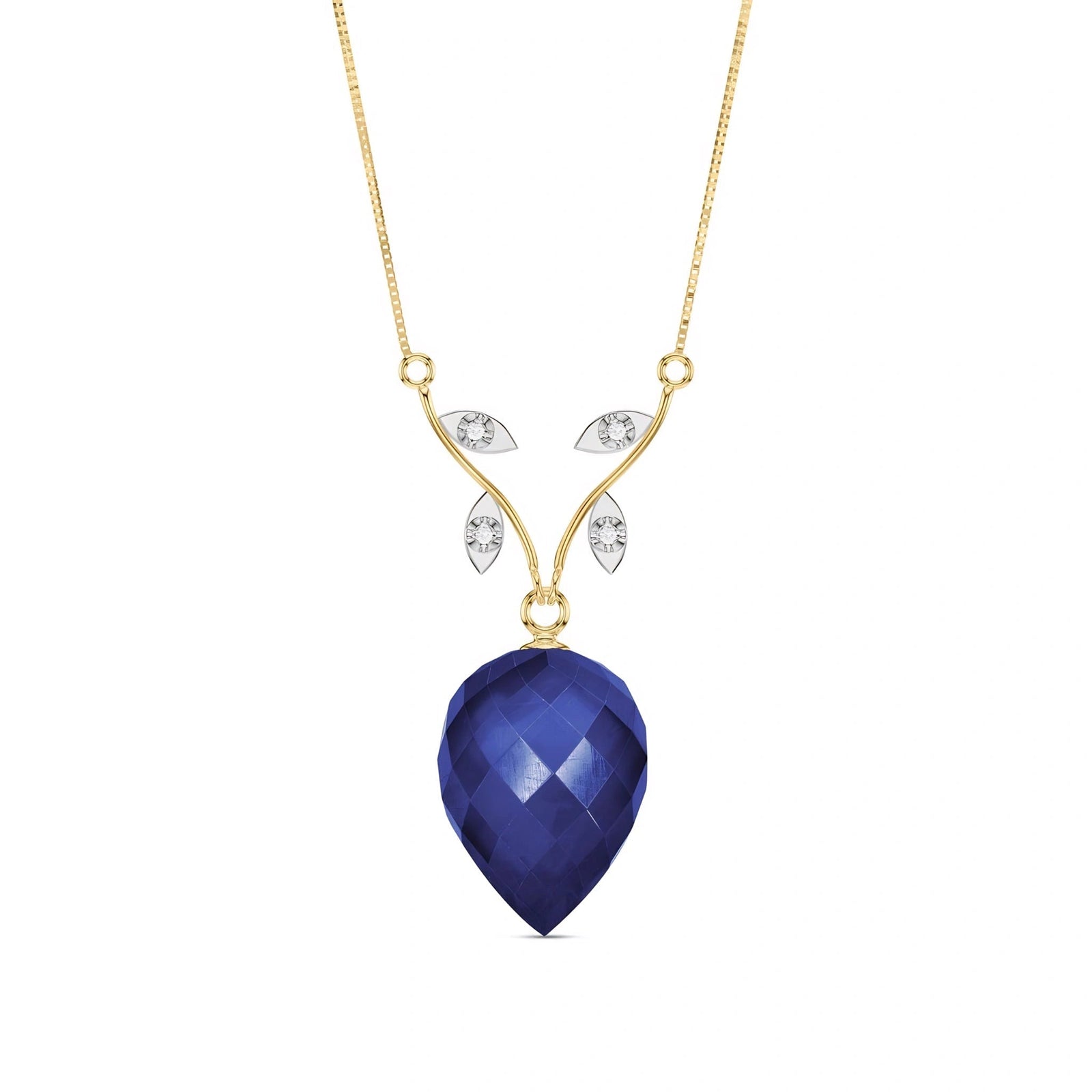 Yellow Gold Pendant Necklace Sapphire 10K — Crescenza