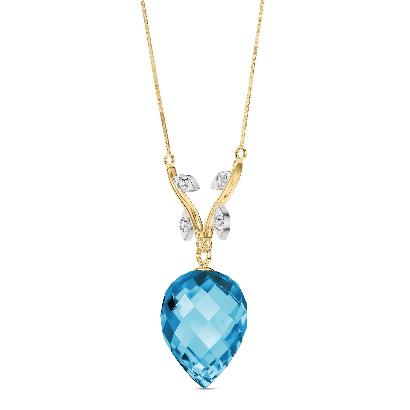 Yellow Gold Pendant Necklace Sapphire 10K — Crescenza