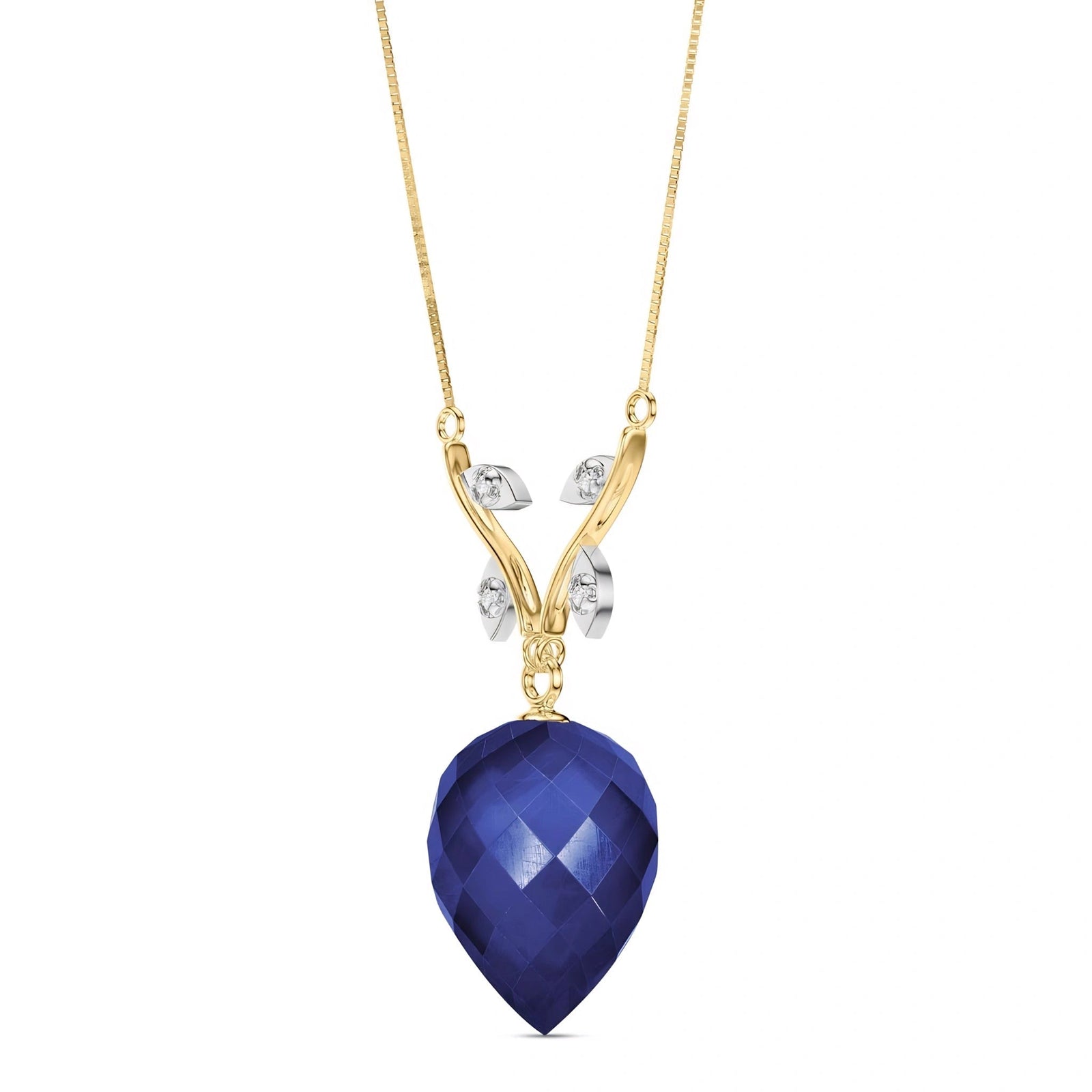 Yellow Gold Pendant Necklace Sapphire 10K — Crescenza