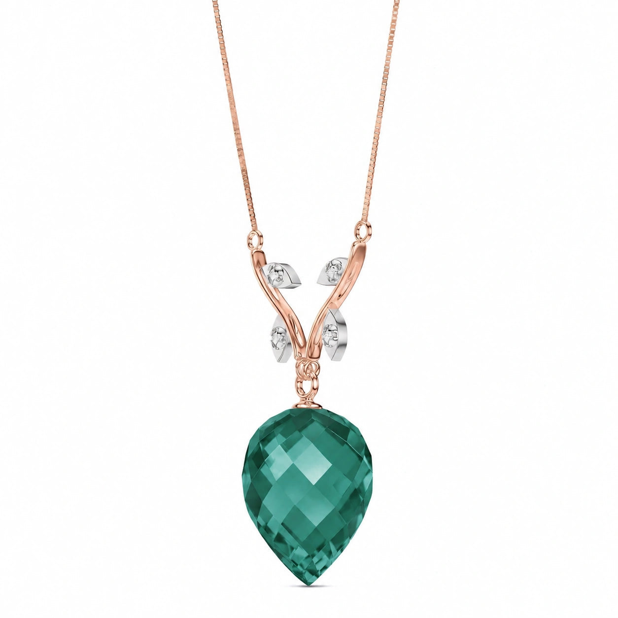 Rose Gold Pendant Necklace Emerald 10K — Crescenza