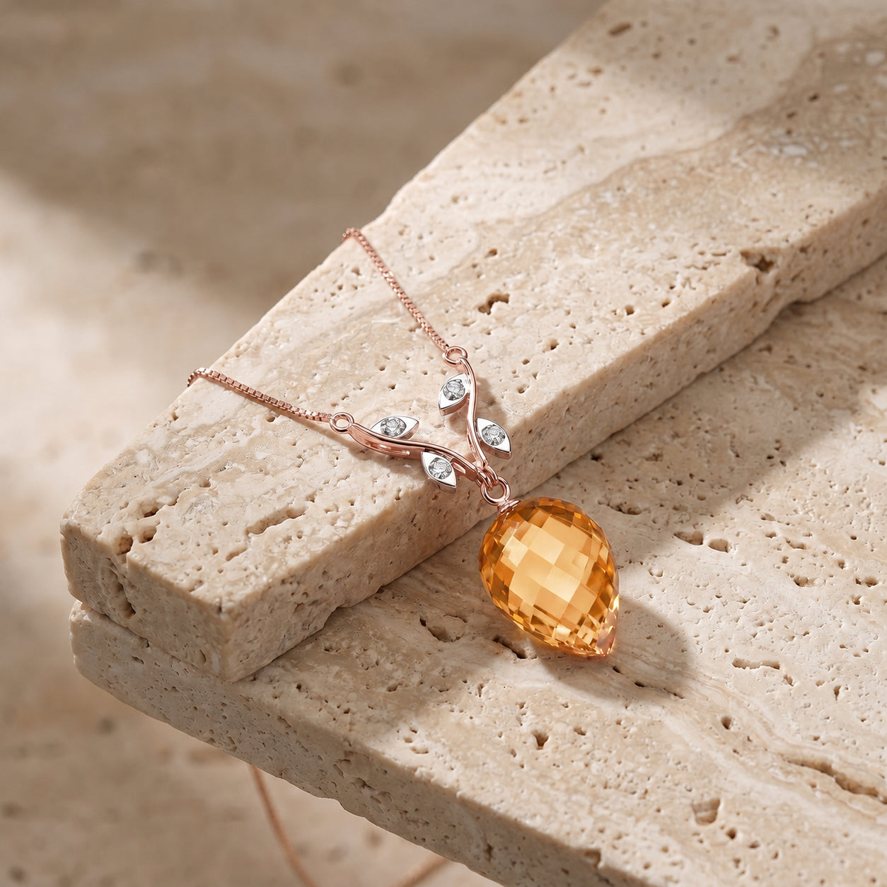 Rose Gold Pendant Necklace Emerald 10K — Crescenza