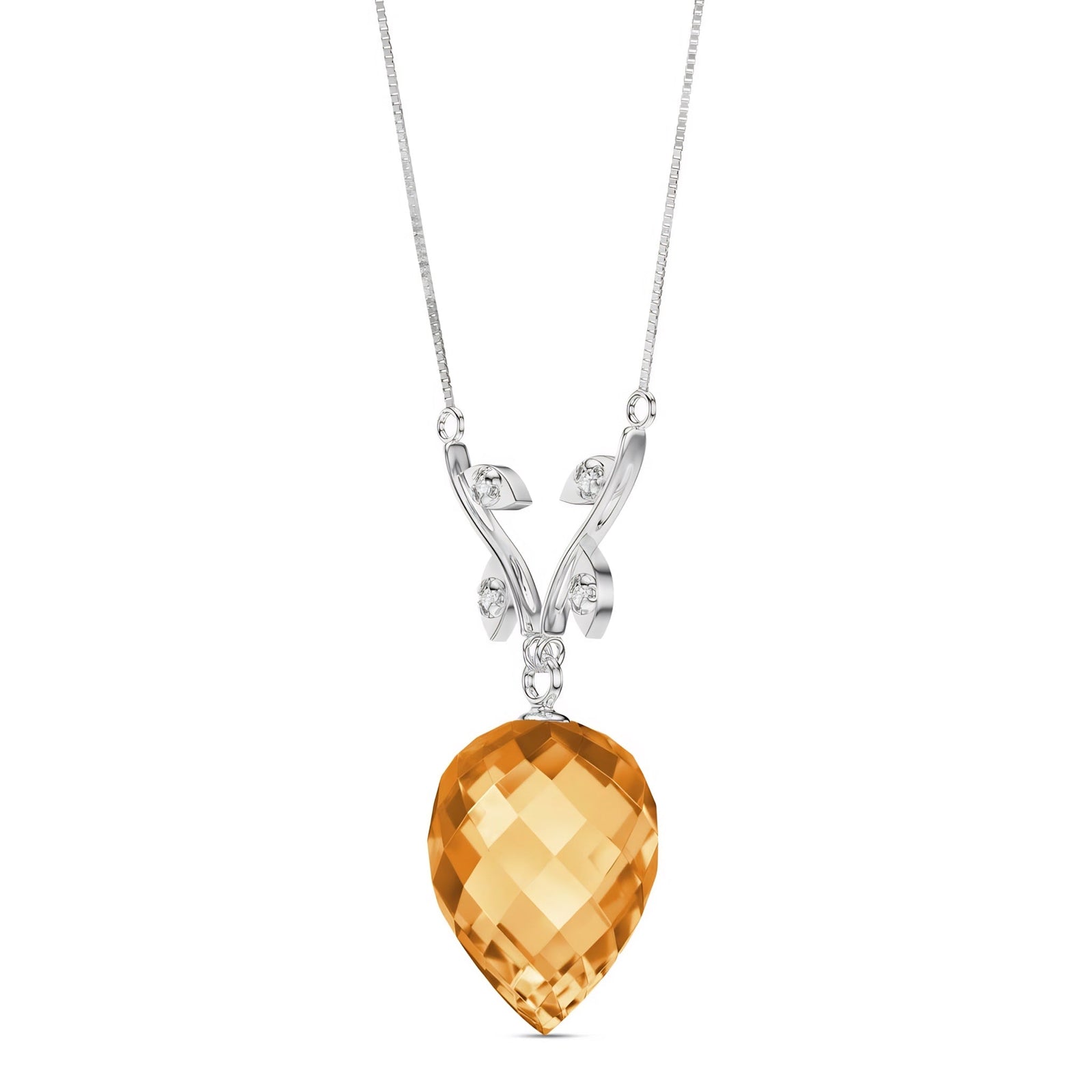 White Gold Pendant Necklace Emerald 10K — Crescenza