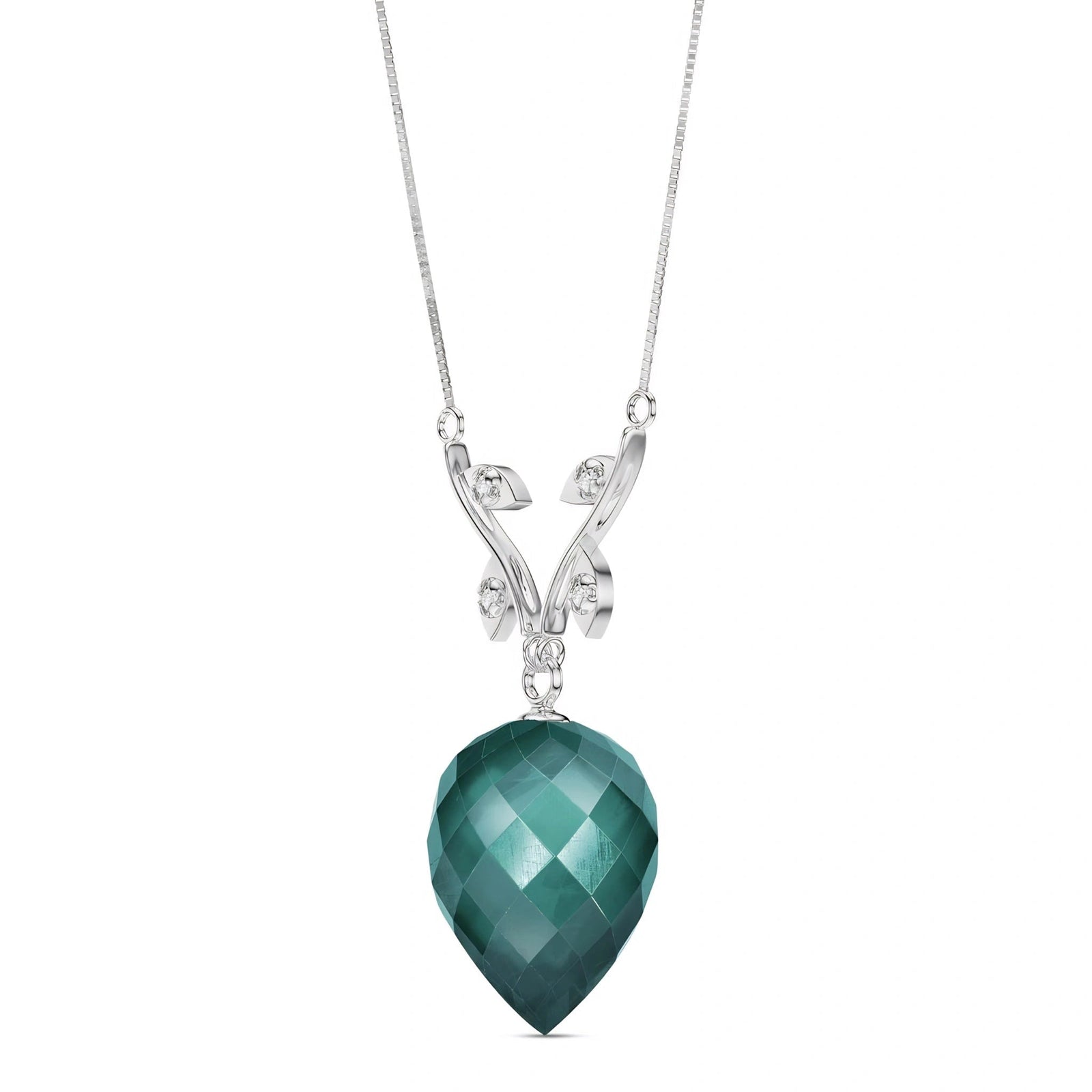 White Gold Pendant Necklace Emerald 10K — Crescenza