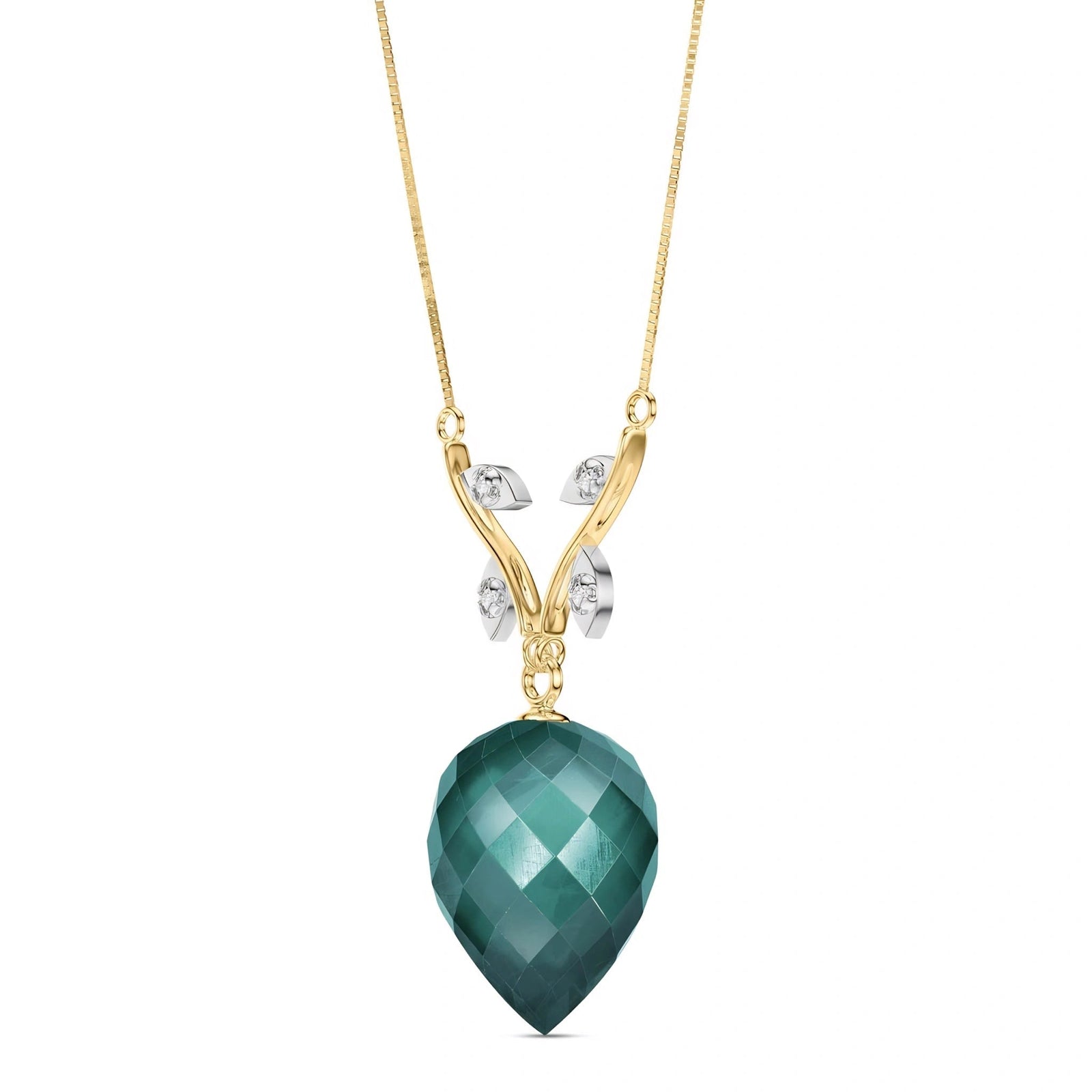 Yellow Gold Pendant Necklace Emerald 10K — Crescenza