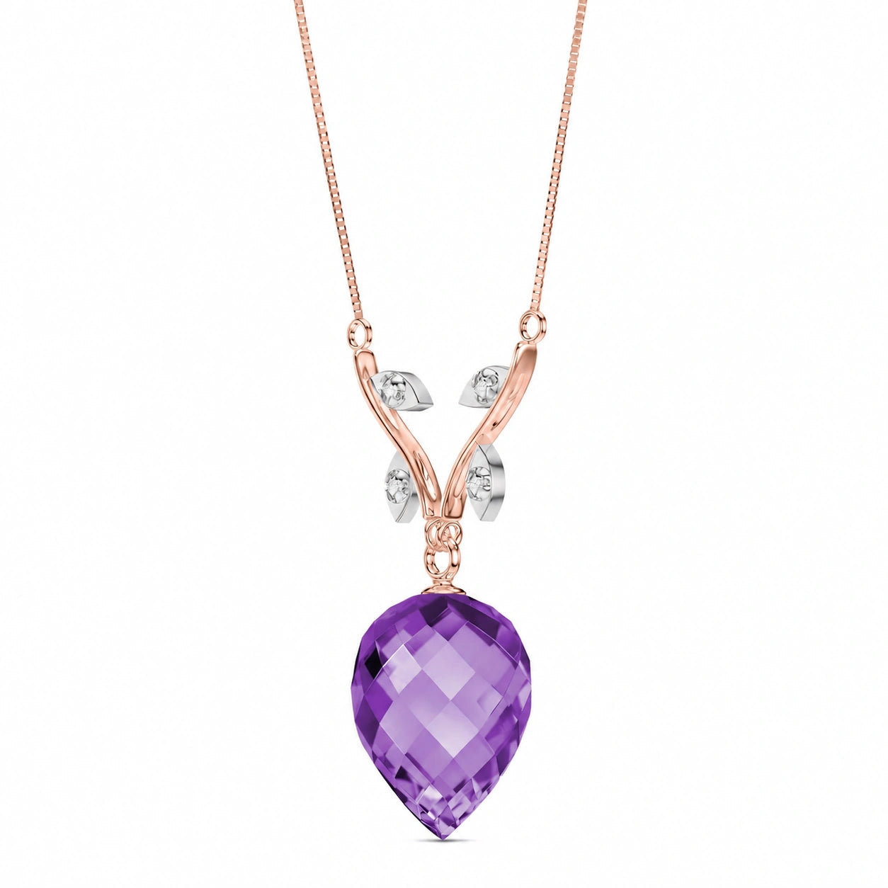 Rose Gold Pendant Necklace Amethyst 10K — Crescenza
