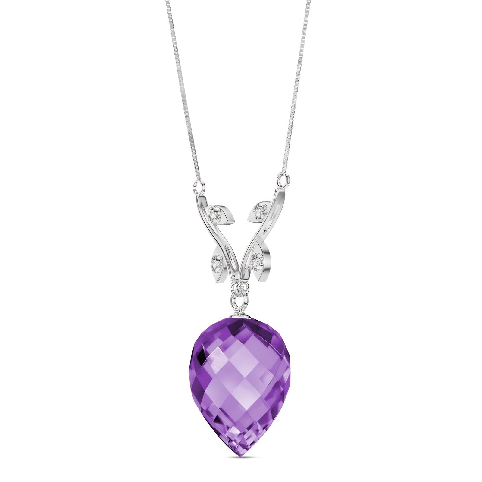 White Gold Pendant Necklace Amethyst 10K — Crescenza