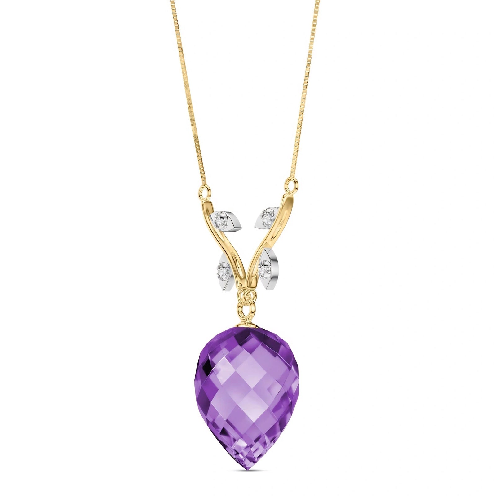 Yellow Gold Pendant Necklace Amethyst 10K — Crescenza