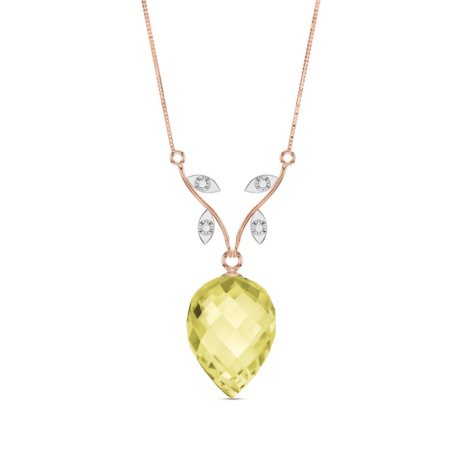 Rose Gold Pendant Necklace Citrine 10K — Crescenza