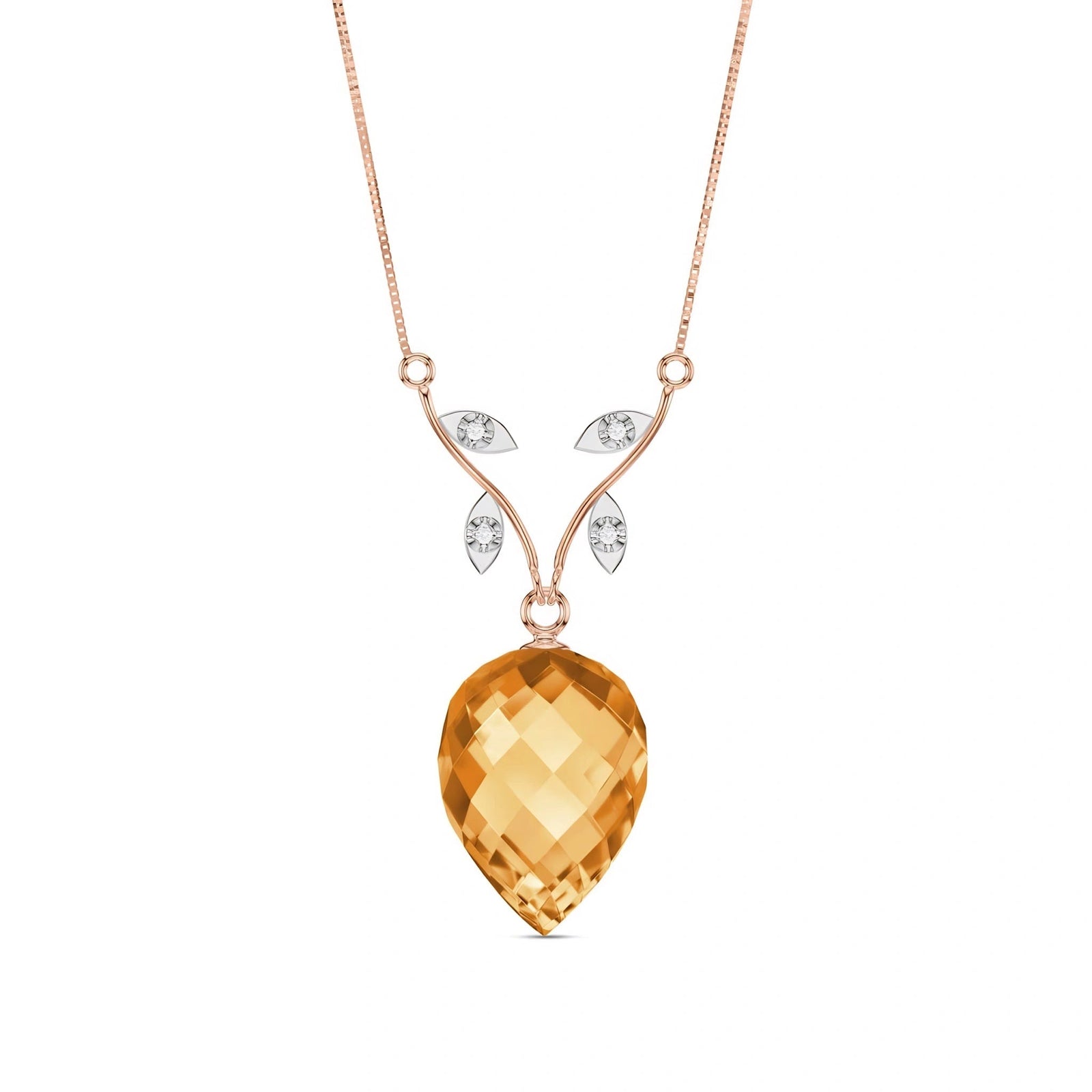 Rose Gold Pendant Necklace Citrine 10K — Crescenza