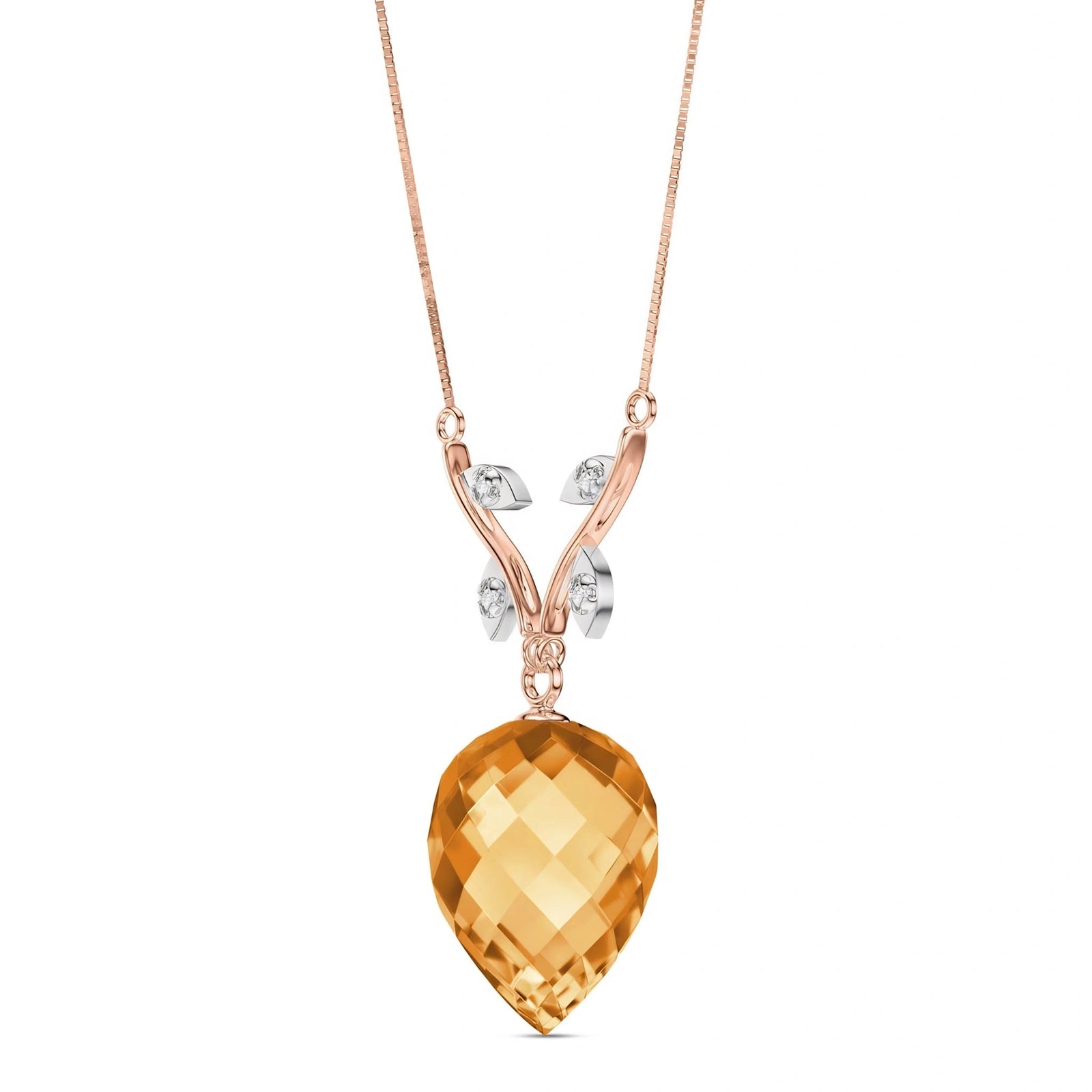 Rose Gold Pendant Necklace Citrine 10K — Crescenza