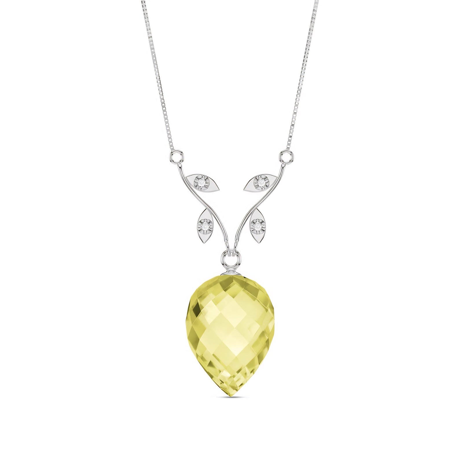 White Gold Pendant Necklace Citrine 10K — Crescenza