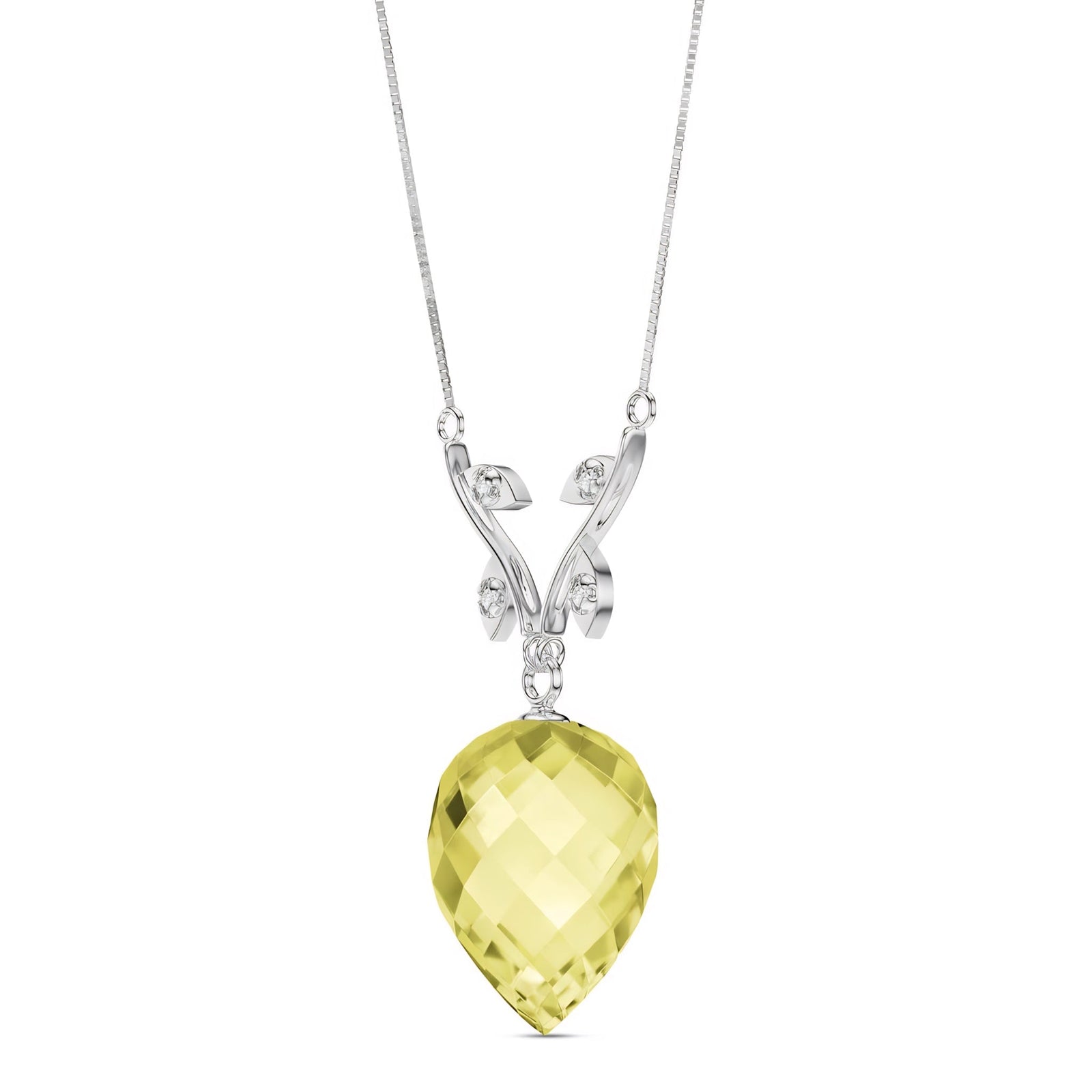 White Gold Pendant Necklace Citrine 10K — Crescenza