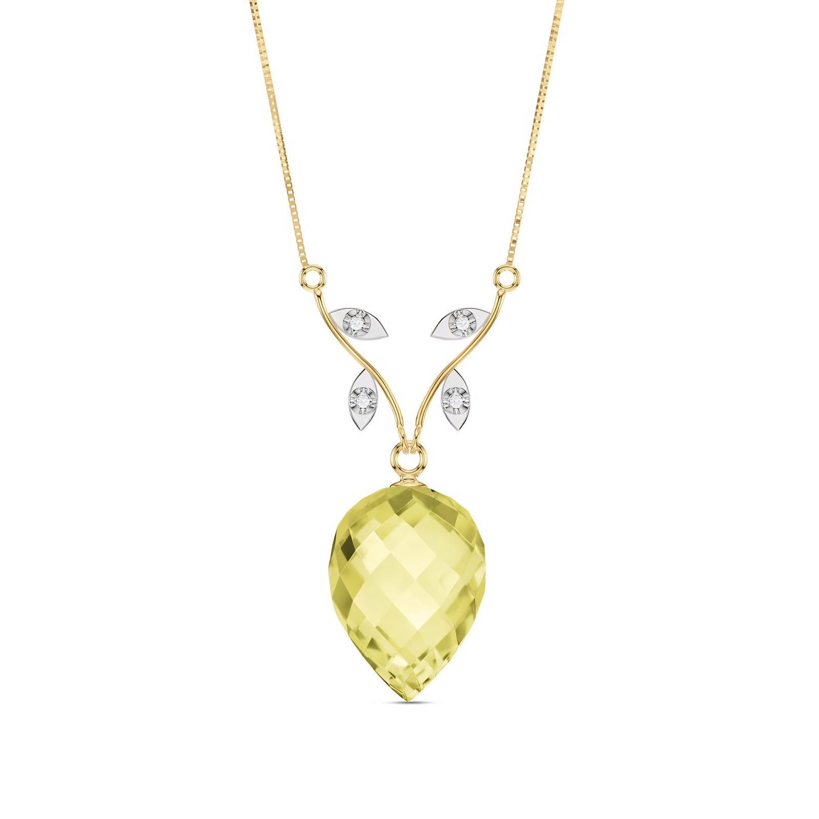 Yellow Gold Pendant Necklace Citrine 10K — Crescenza