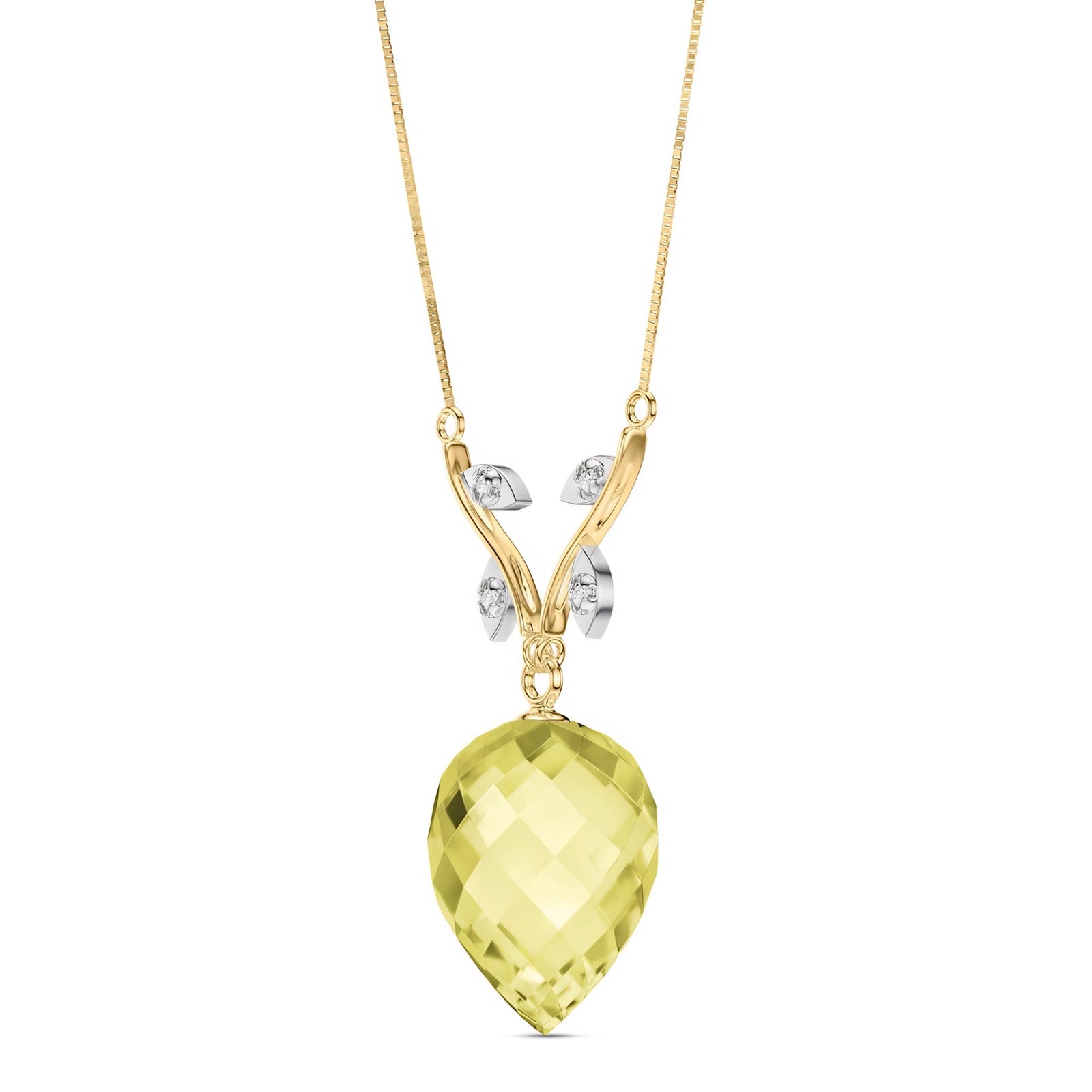 Yellow Gold Pendant Necklace Citrine 10K — Crescenza