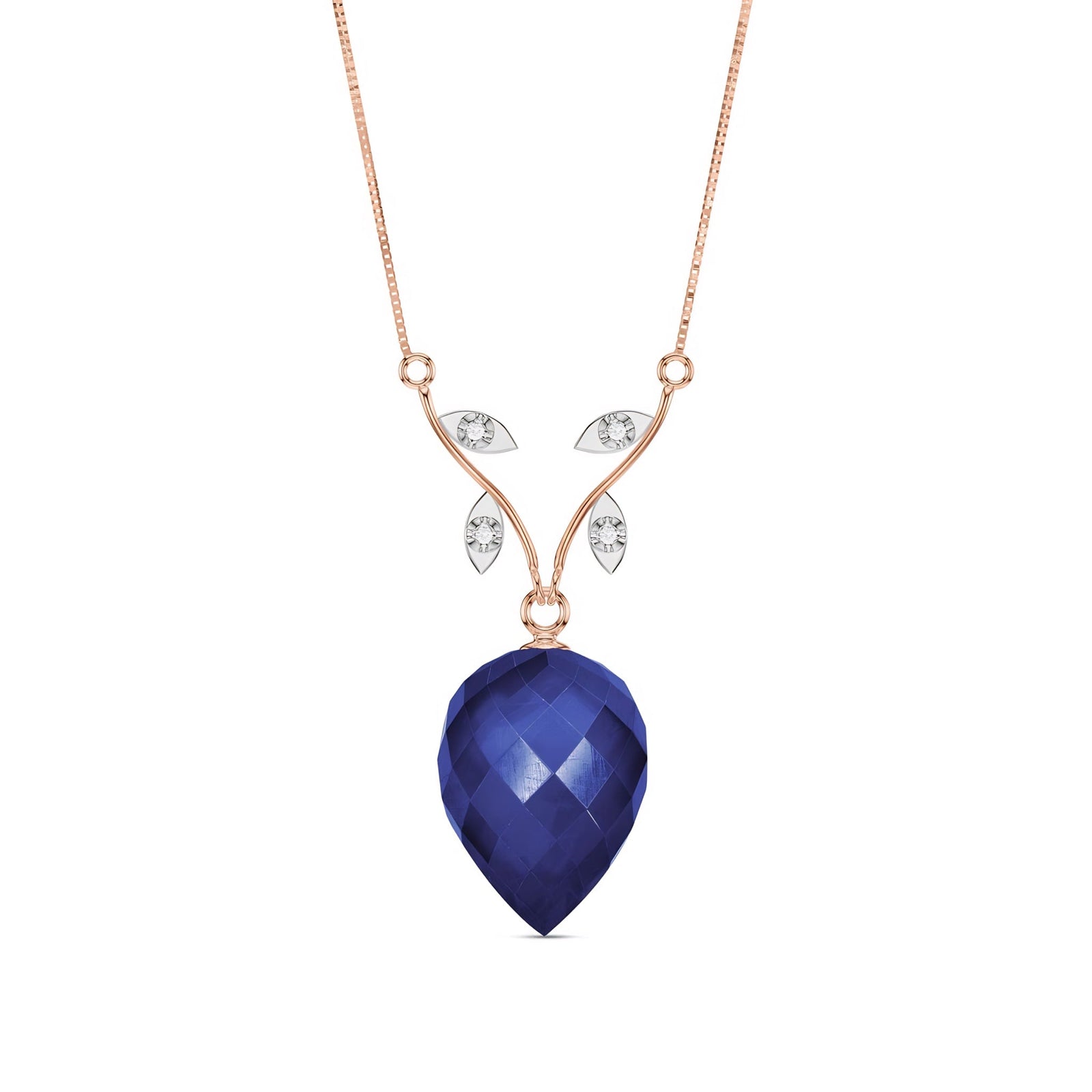 Rose Gold Pendant Necklace White Topaz 10K — Crescenza