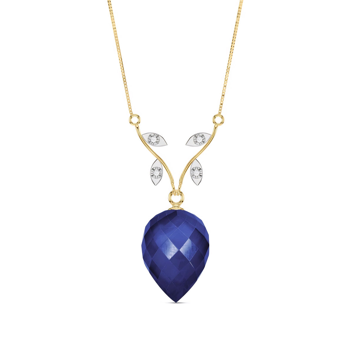 Yellow Gold Pendant Necklace White Topaz 10K — Crescenza