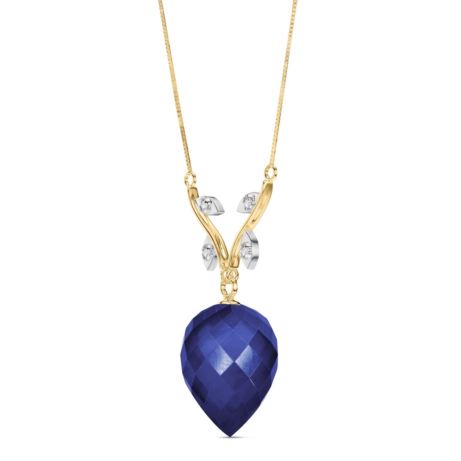 Yellow Gold Pendant Necklace White Topaz 10K — Crescenza