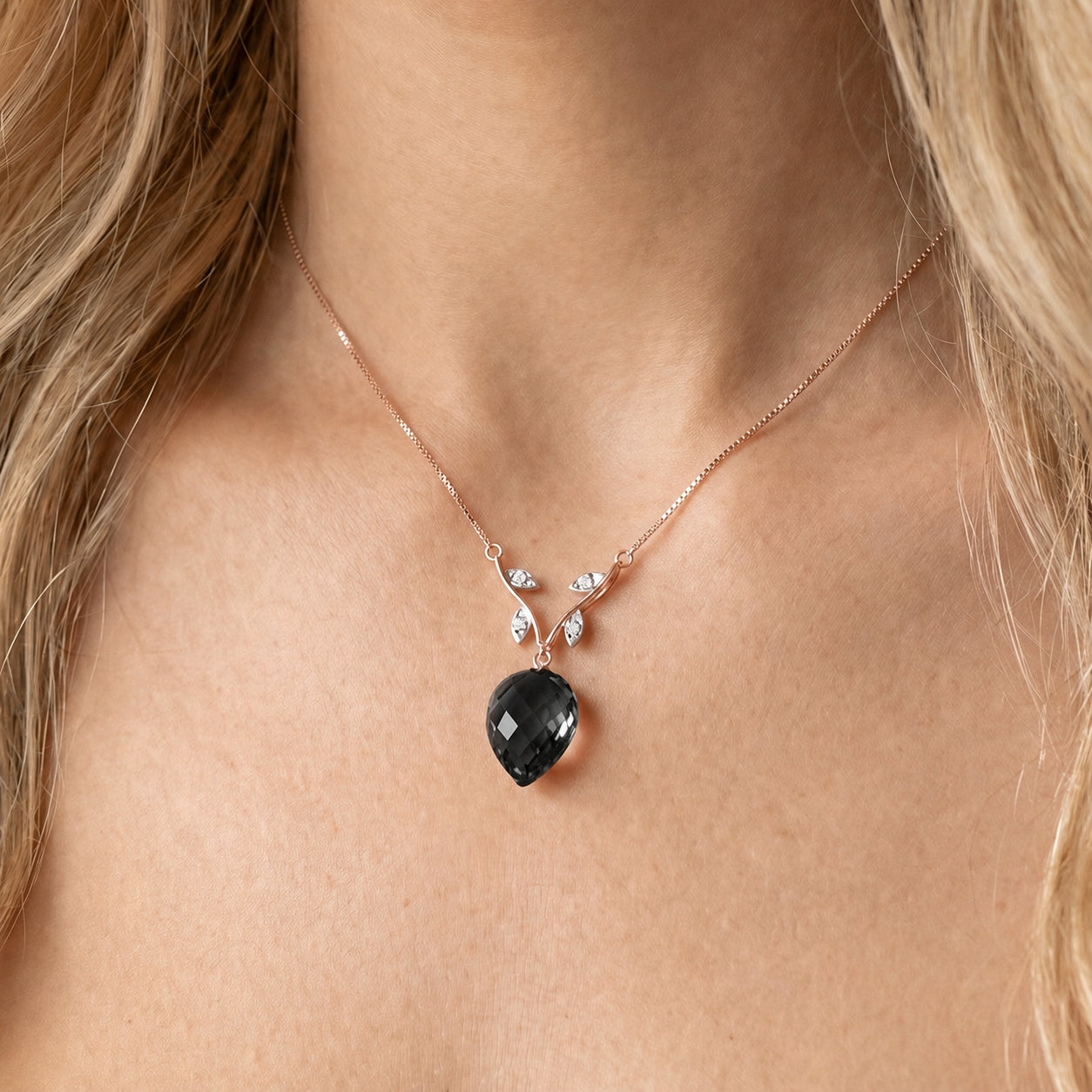 Rose Gold Pendant Necklace Lemon Quartz 10K — Crescenza