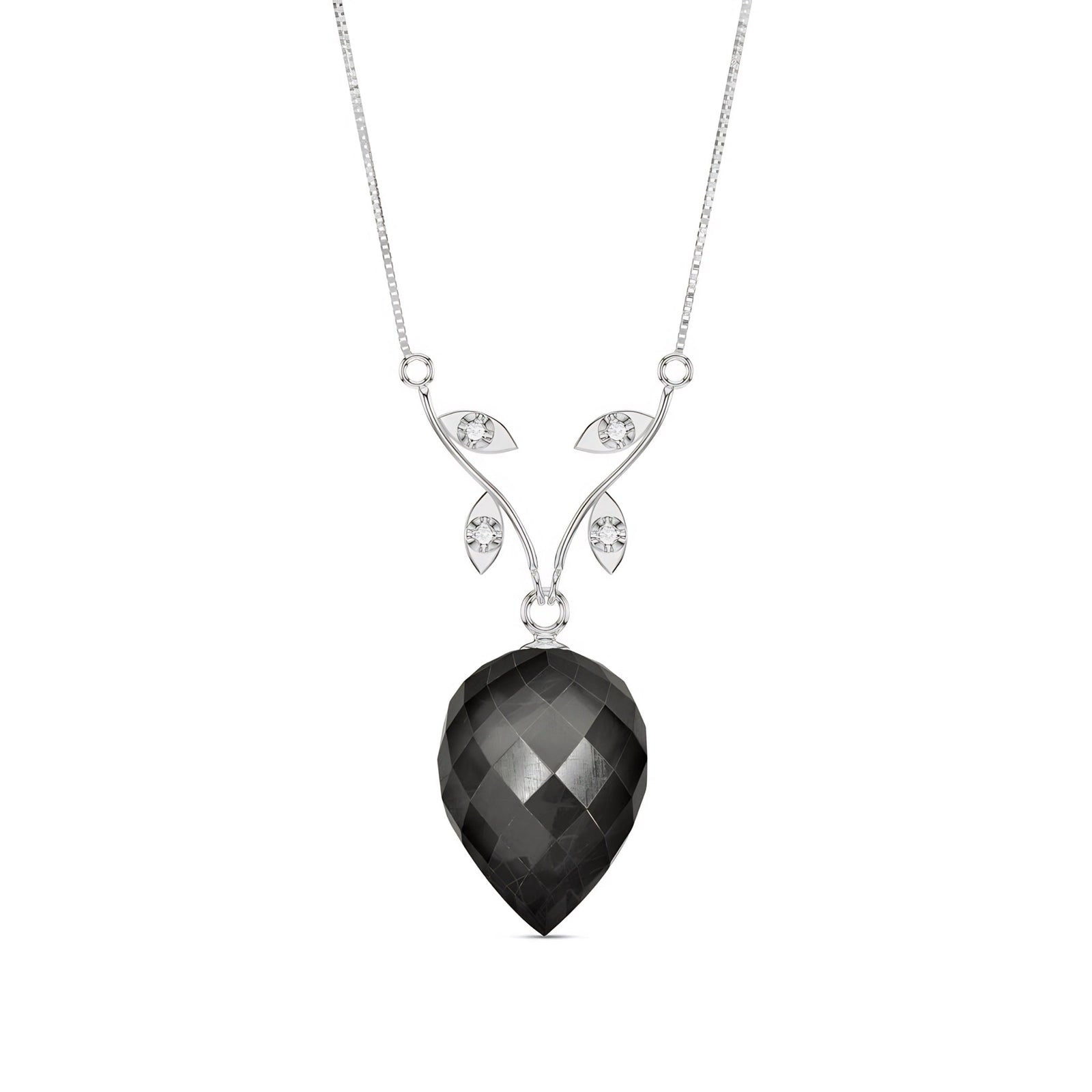 White Gold Pendant Necklace Lemon Quartz 10K — Crescenza