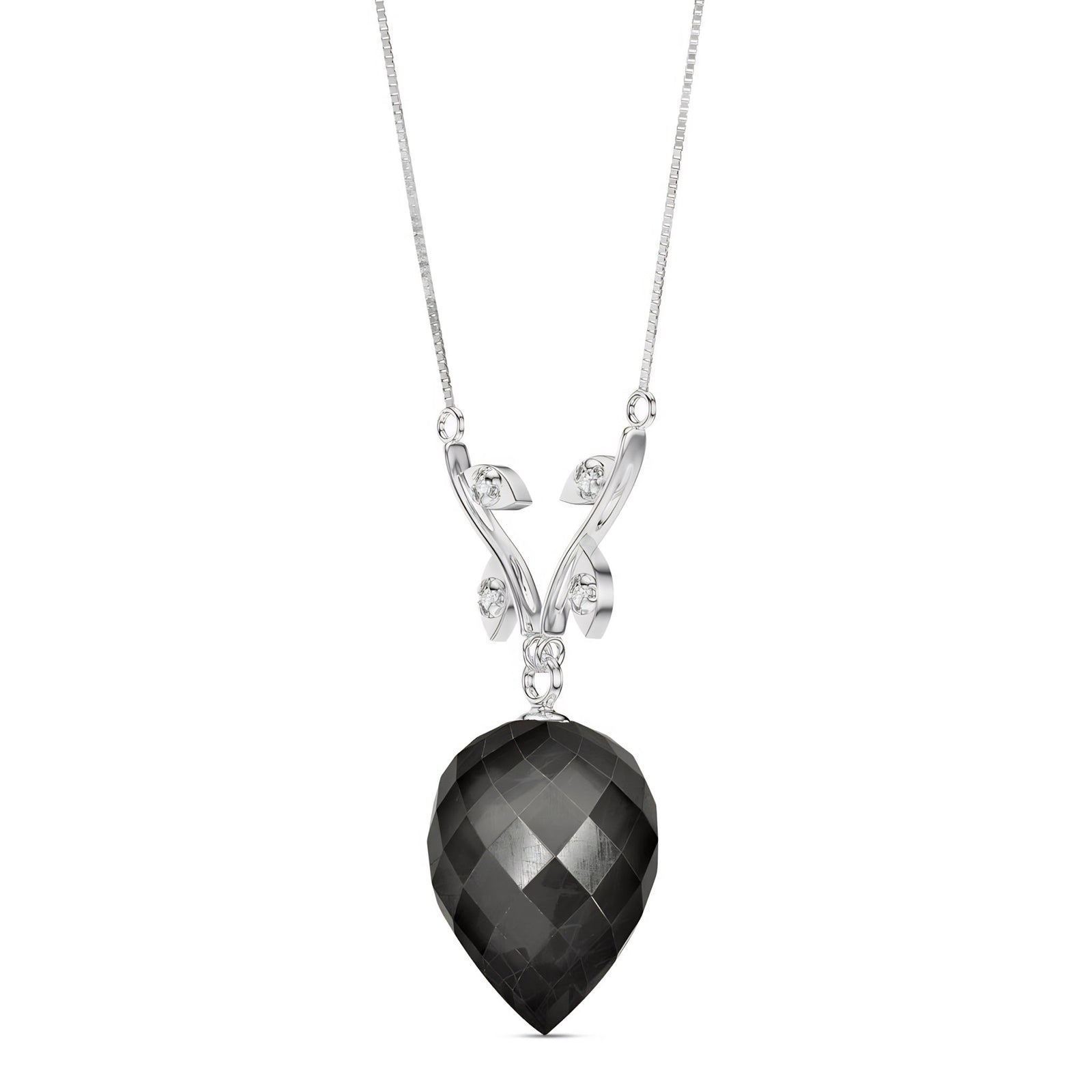 White Gold Pendant Necklace Lemon Quartz 10K — Crescenza