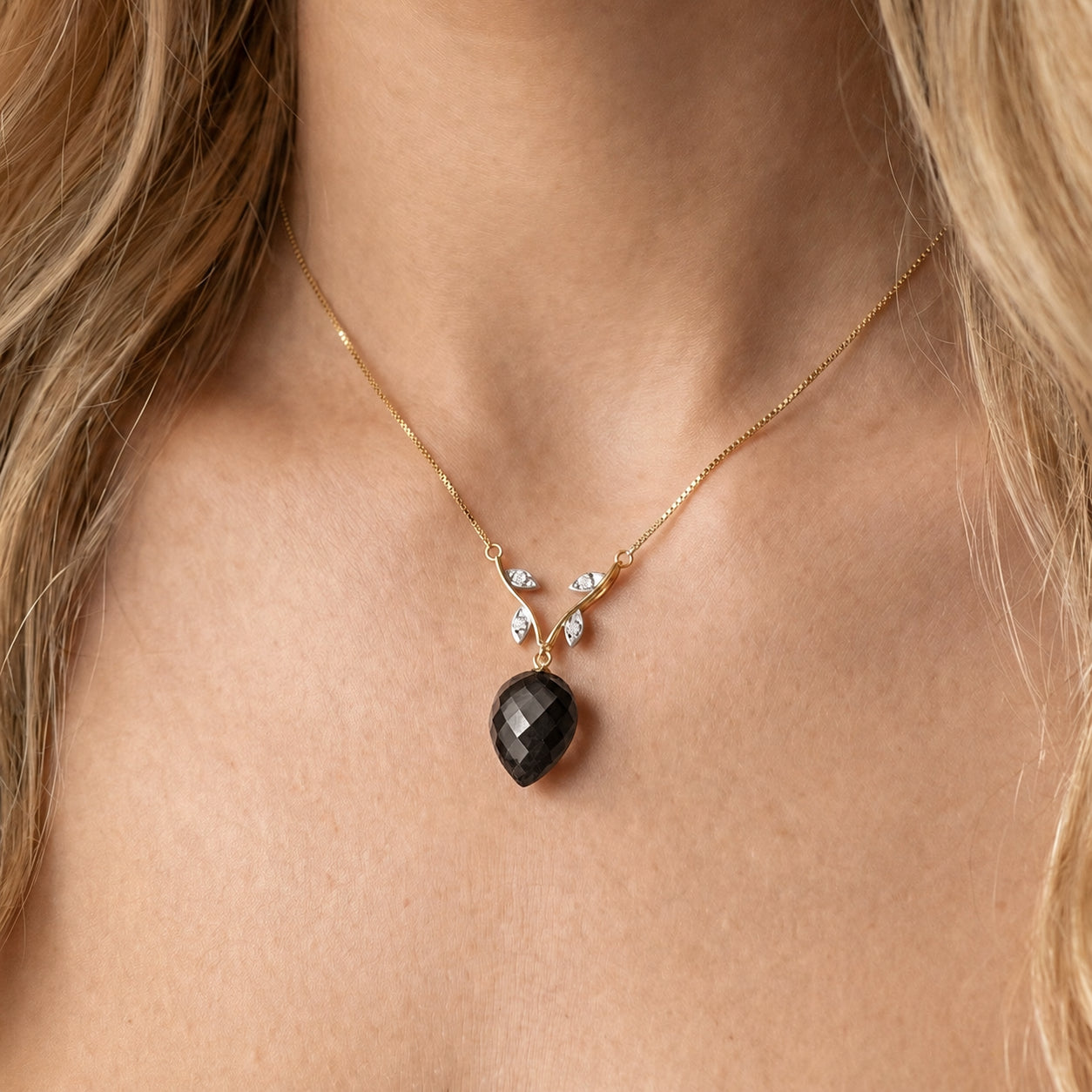 Yellow Gold Pendant Necklace Lemon Quartz 10K — Crescenza