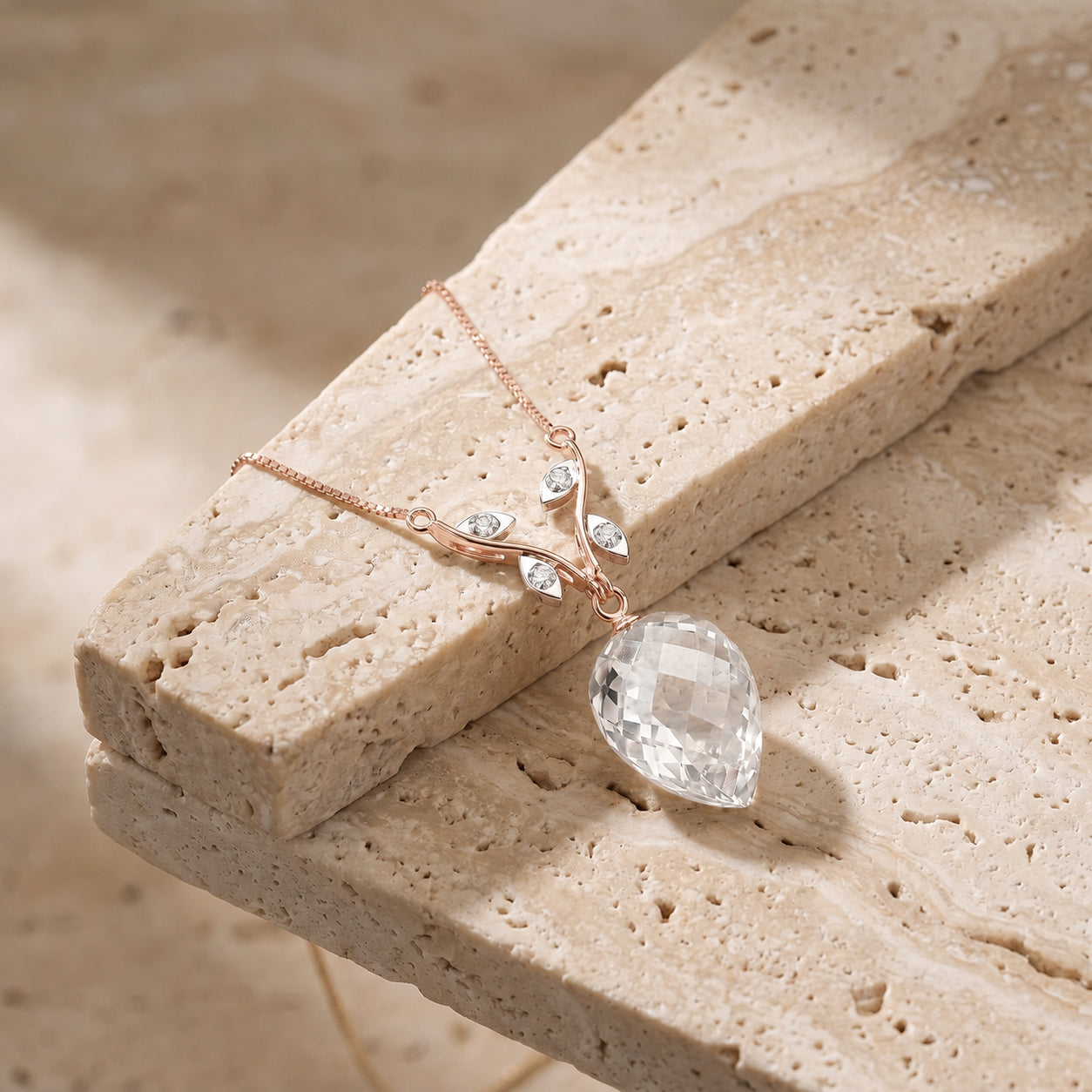 Rose Gold Pendant Necklace Spinel 10K — Crescenza