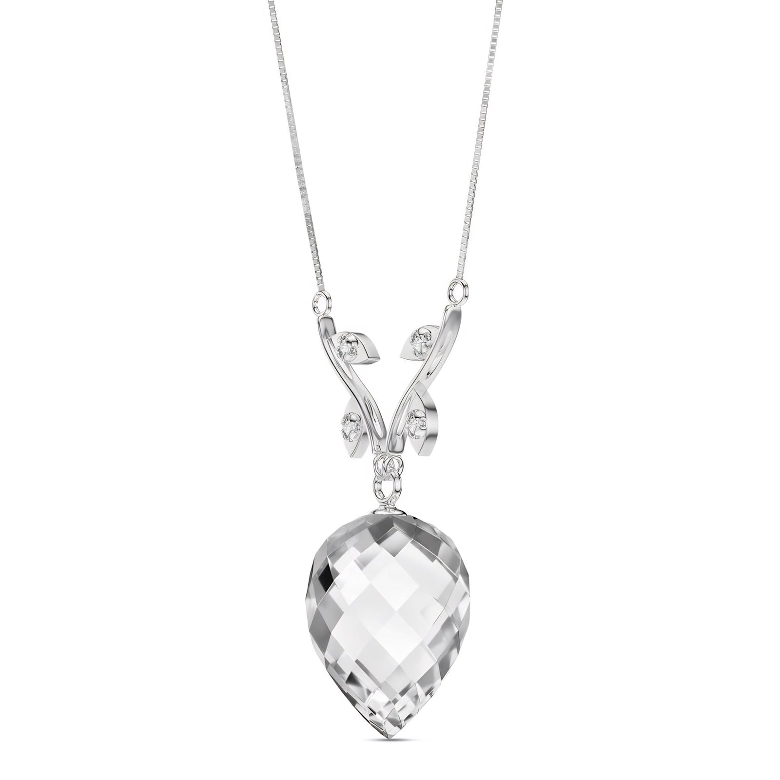 White Gold Pendant Necklace Spinel 10K — Crescenza